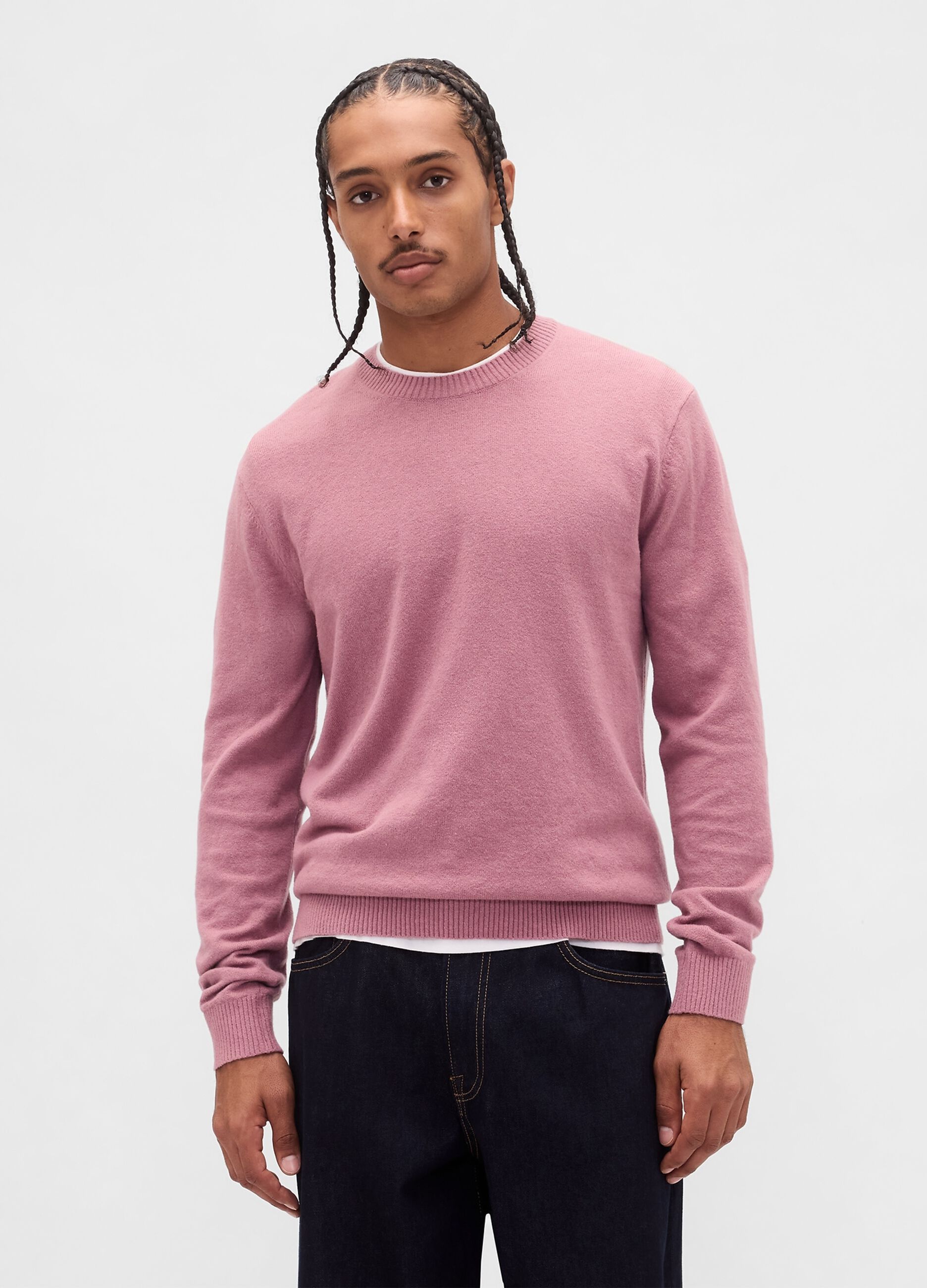 Maglione girocollo rosa in misto cotone