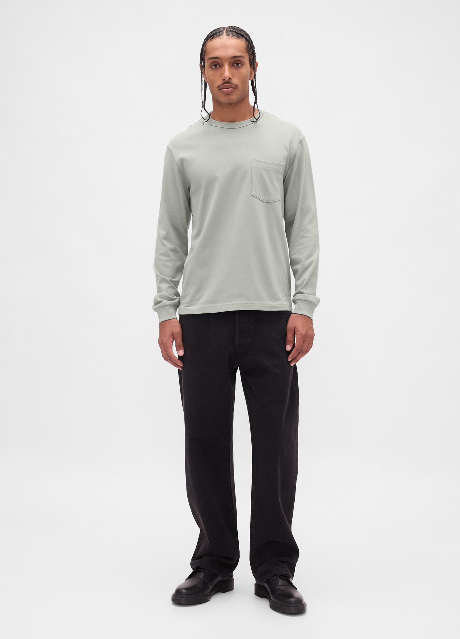 Grey Long Sleeve Cotton T-Shirt_2