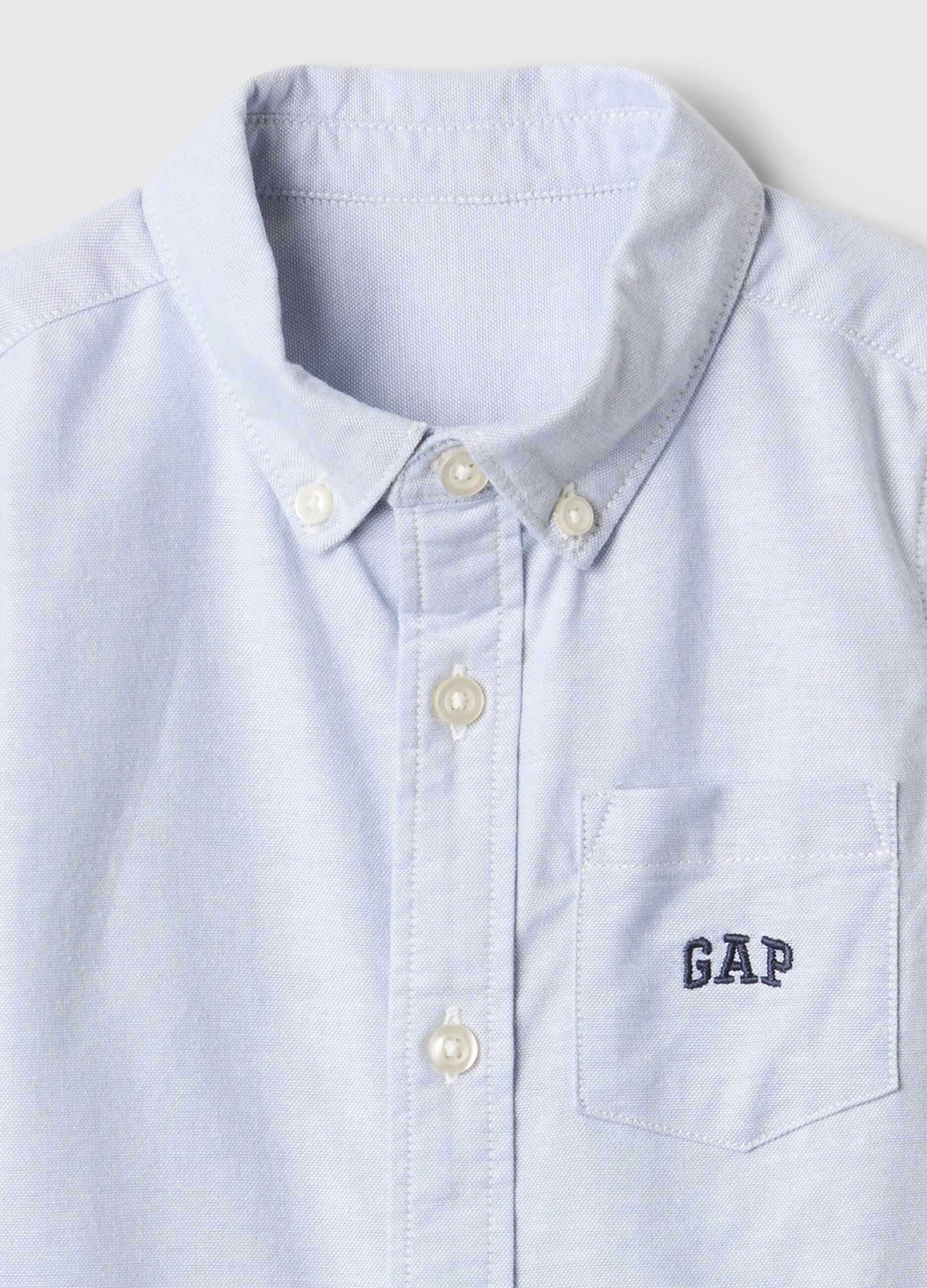 Camicia azzurra elasticizzata a maniche lunghe_2