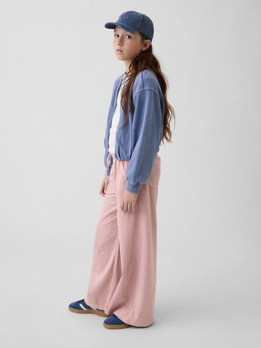 Pantaloni wide leg in puro cotone Bambina_0