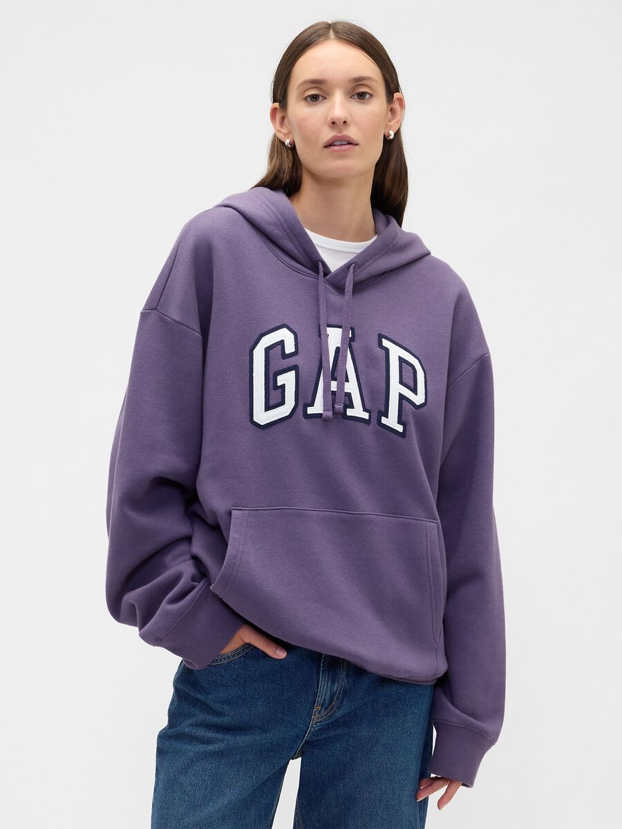 Felpa viola con cappuccio Donna_1