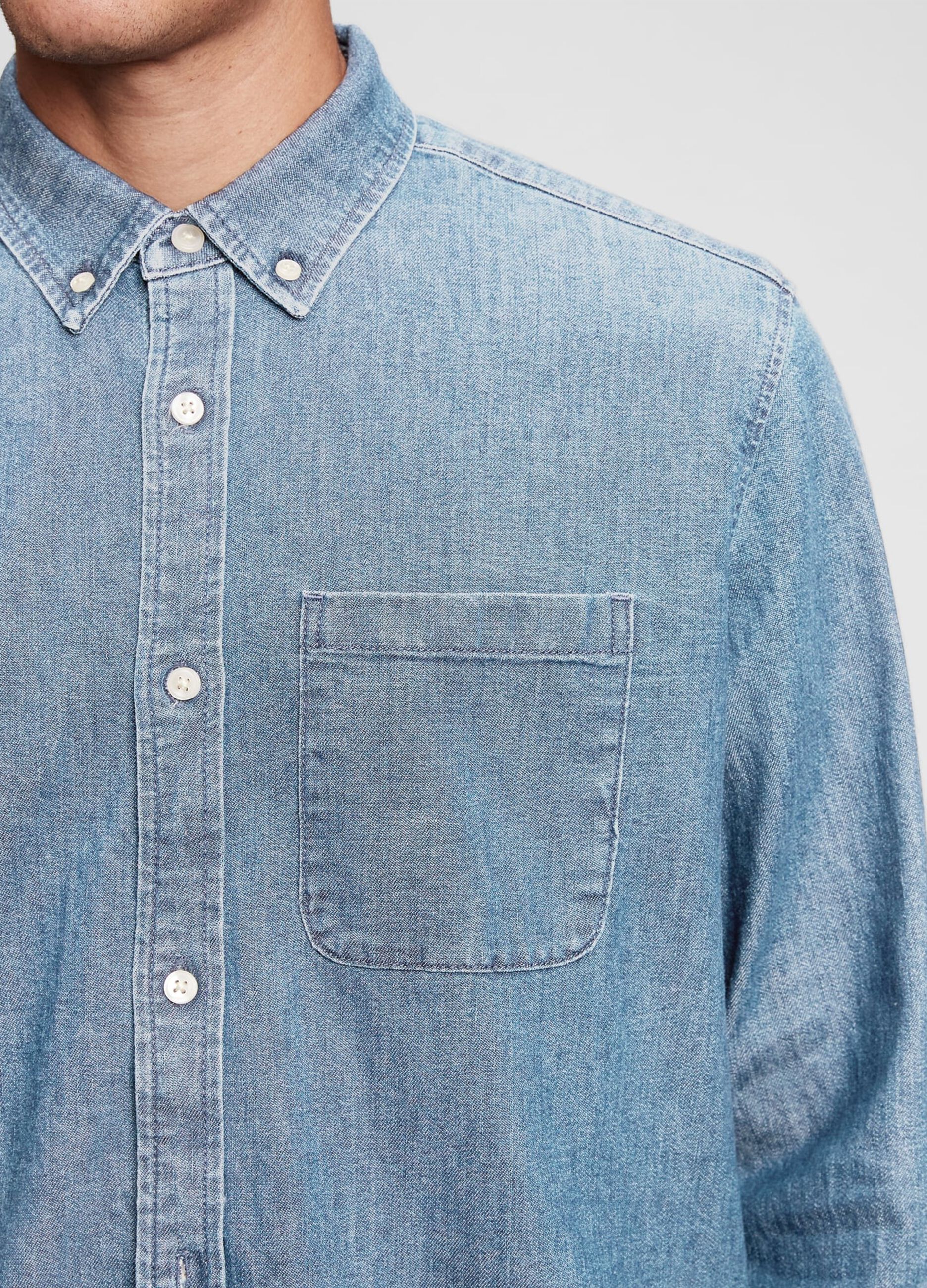 Camicia in denim con tasca_2