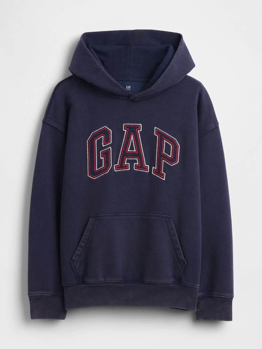 Felpa in misto cotone blu da bambino regular fit con cappuccio e logo Bambino_3