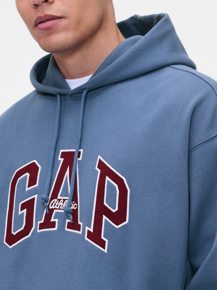 Felpa blu senza zip con cappuccio Uomo_3