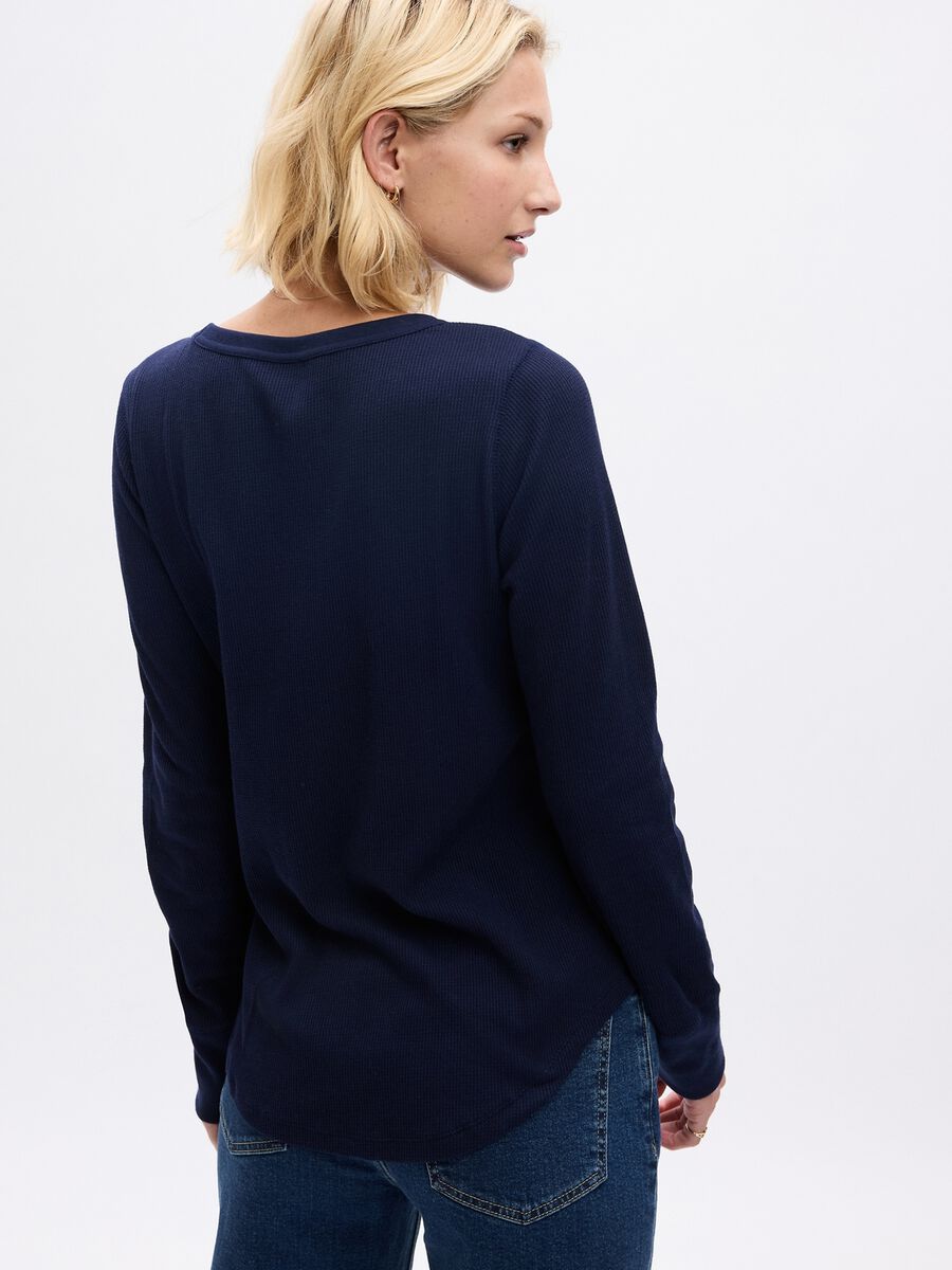 Long-sleeve t-shirt with microwaffle texture Woman_1