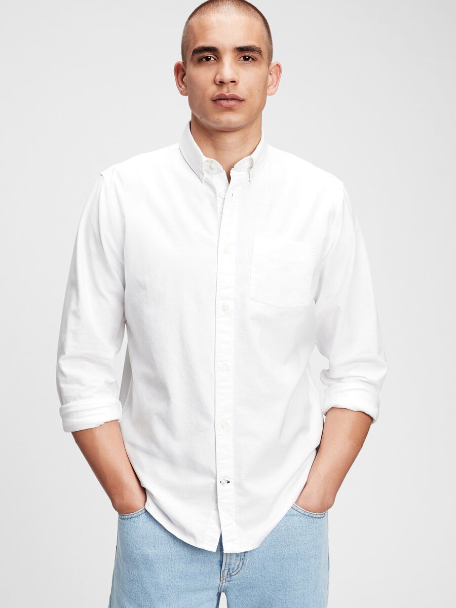 Camicia regular fit in cotone oxford Uomo_0