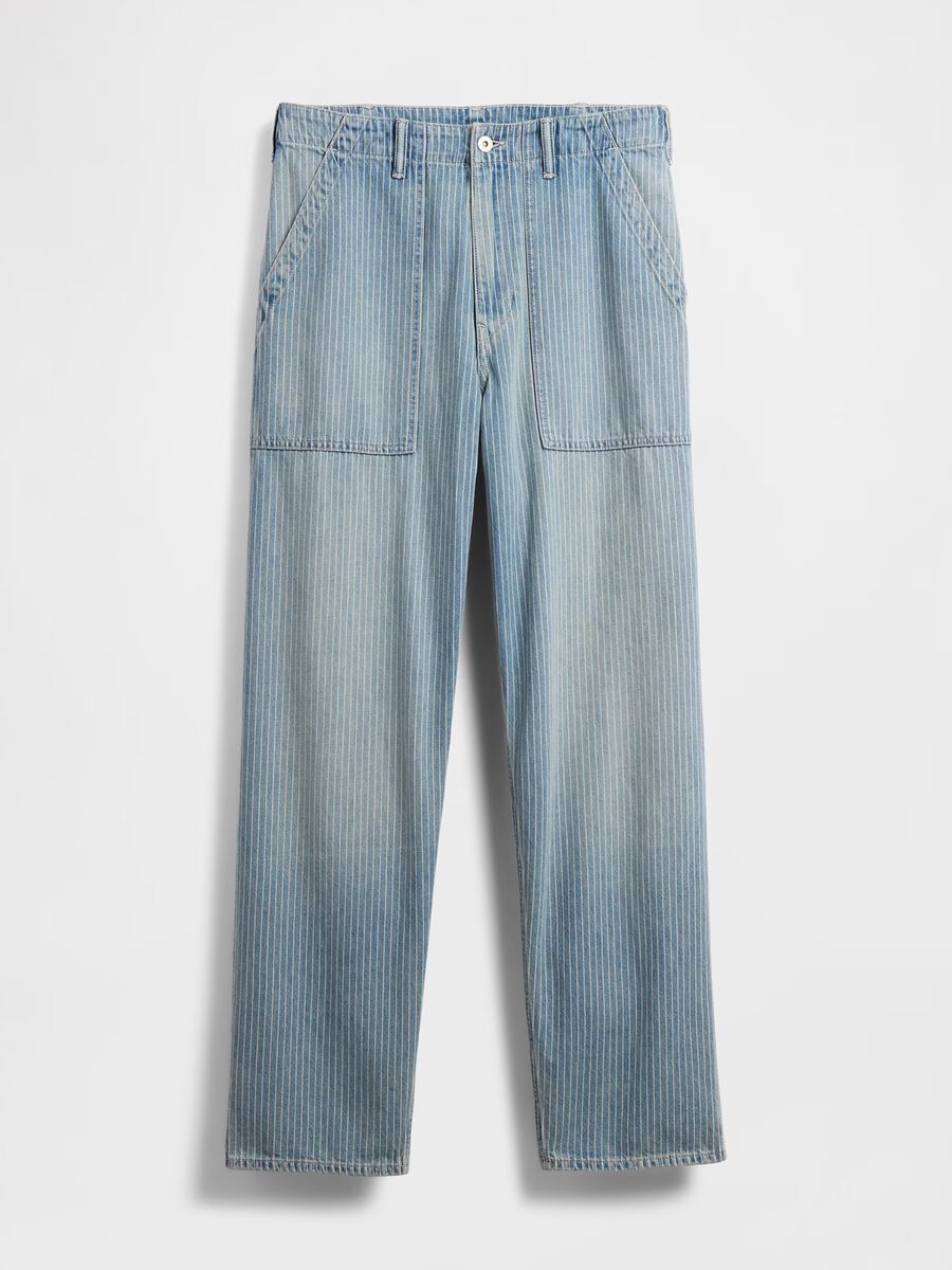 Regular fit azure pure cotton baggy jeans with five pockets Man_4