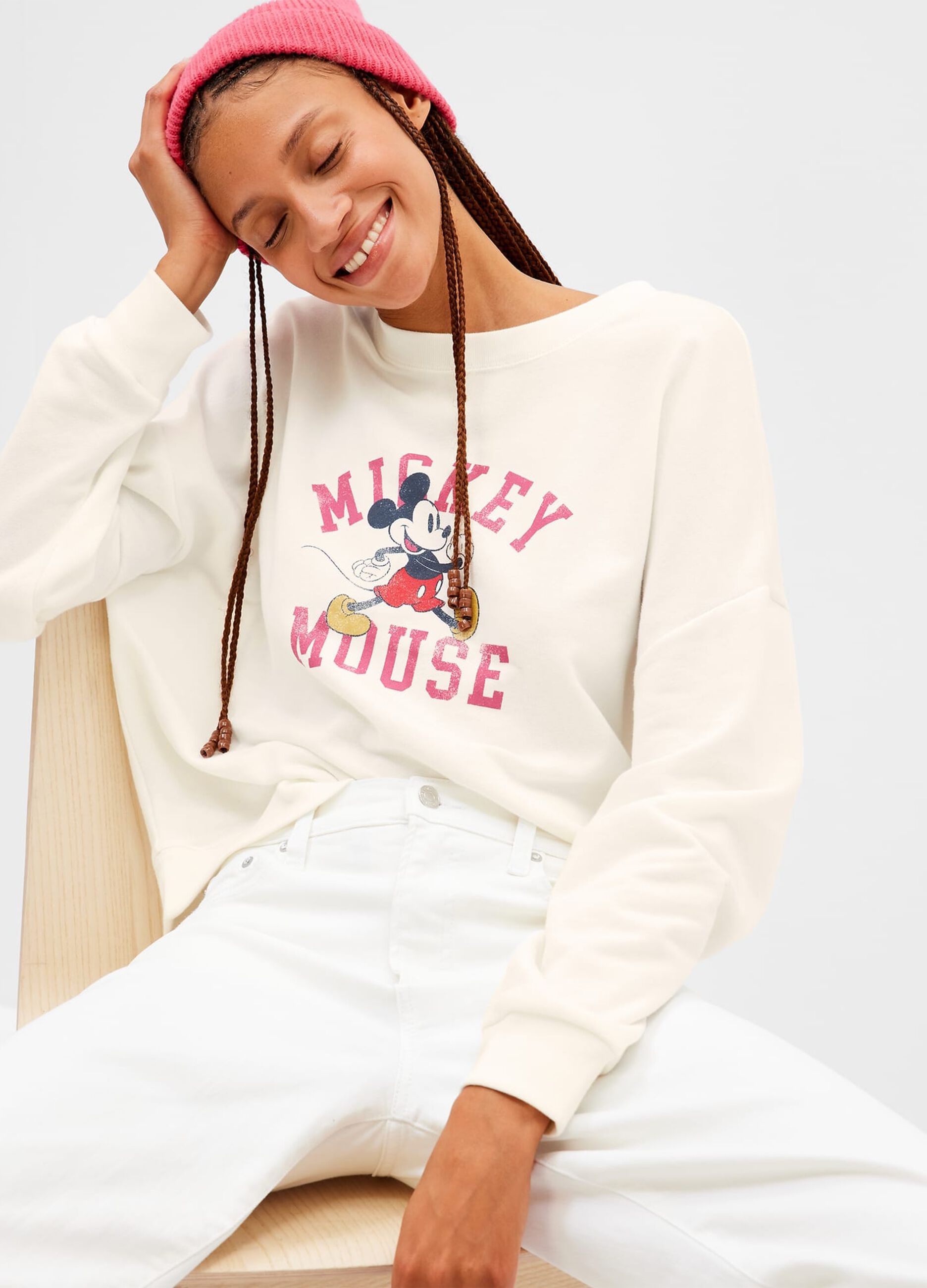 Sweatshirt with round neck and Disney Mickey Mouse print_0