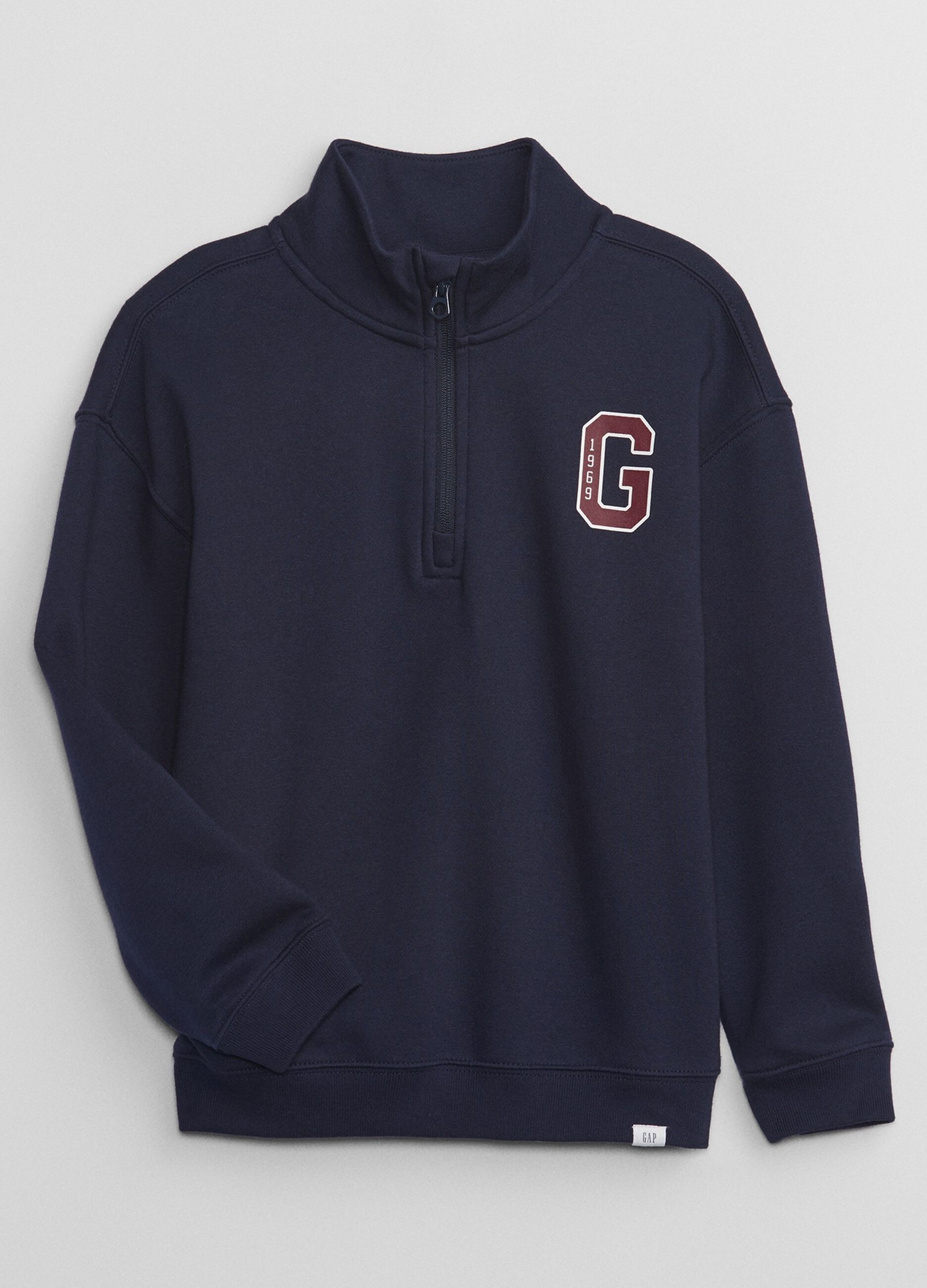 Half-zip sweatshirt with high neck and logo print