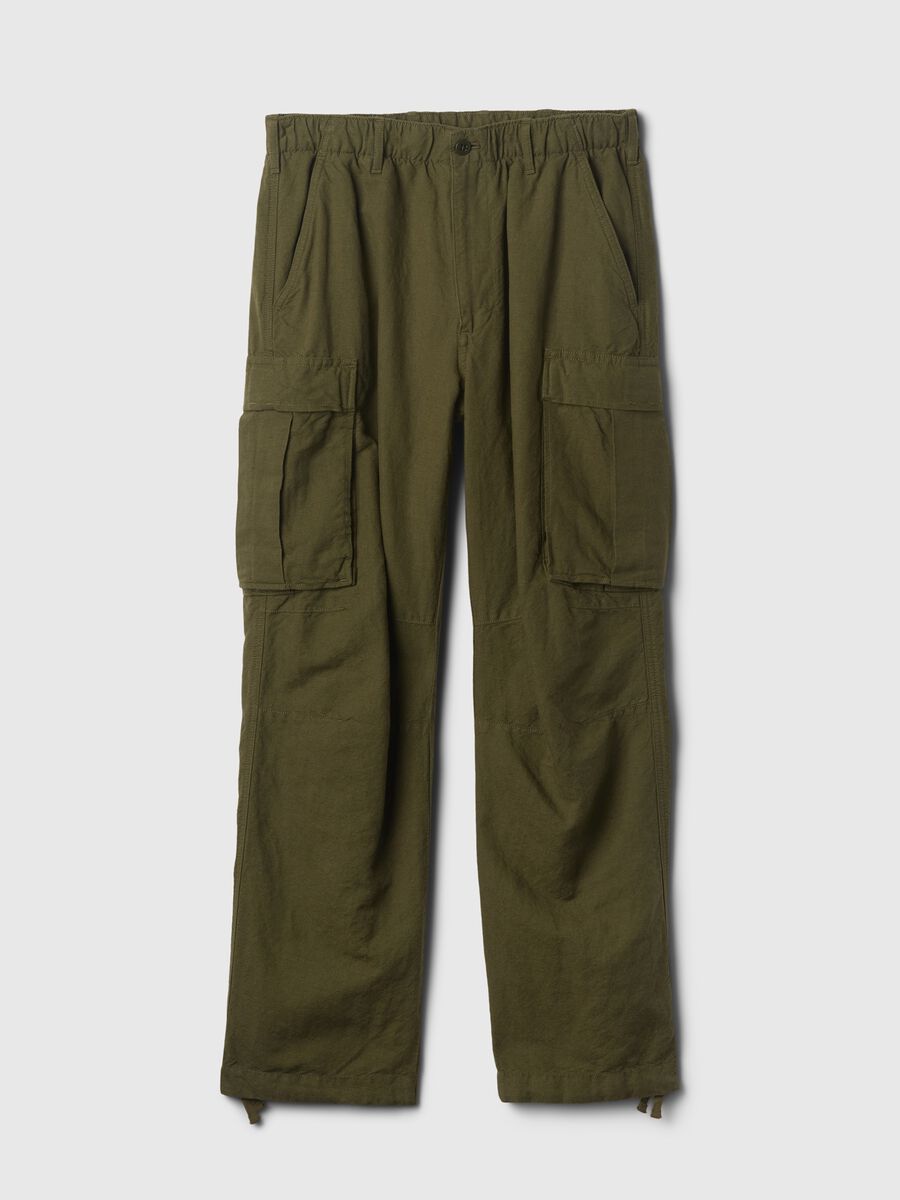Cargo parachute trousers in linen and cotton Man_4