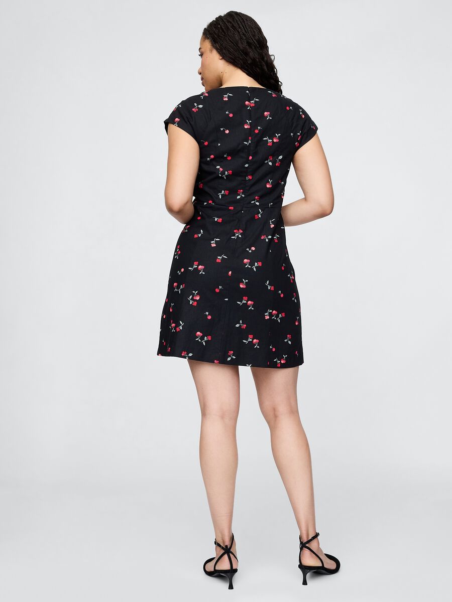 Abito corto a fiori neri Donna_4