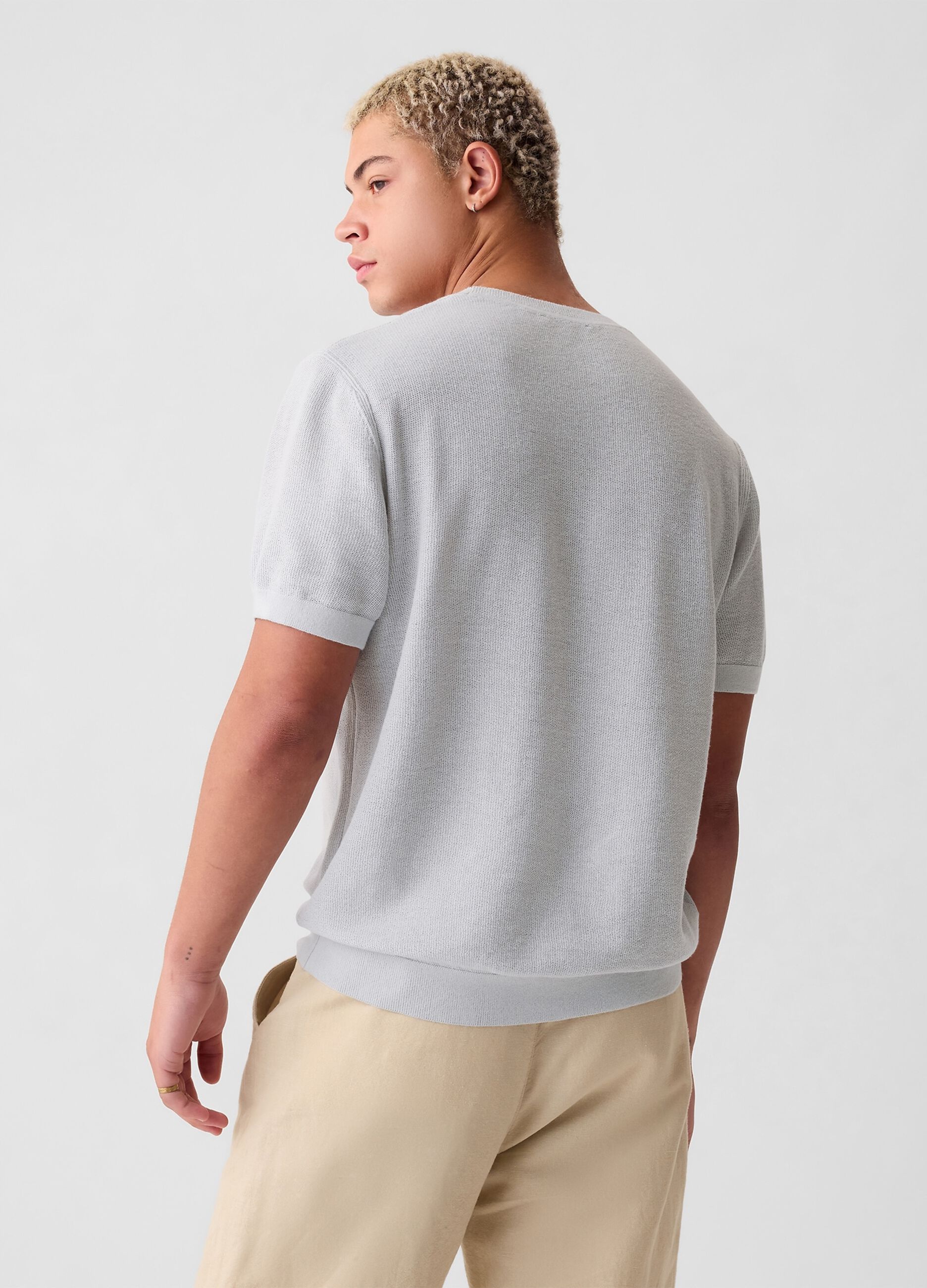 T-shirt in maglia di misto lino_2