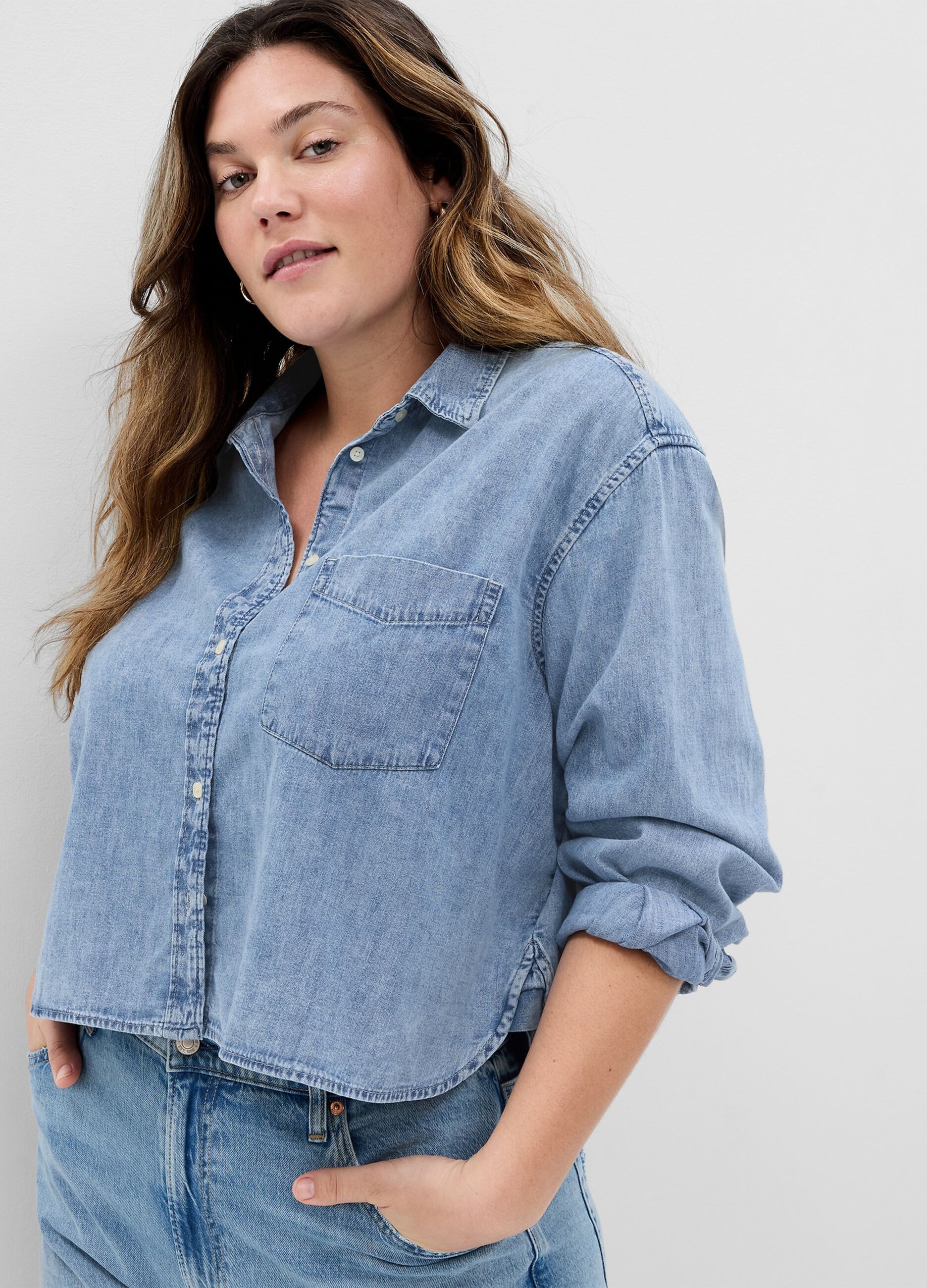 Camicia crop in denim_3
