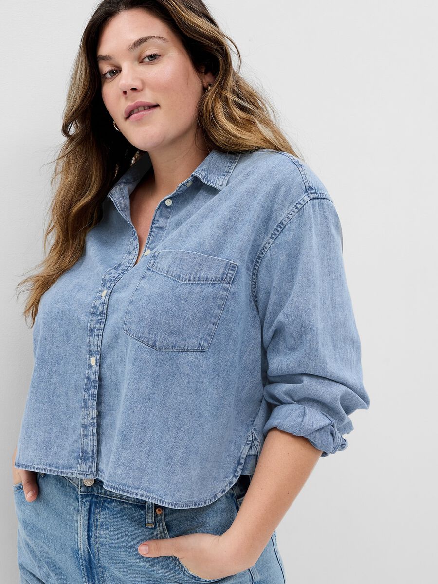 Camicia crop in denim Donna_3
