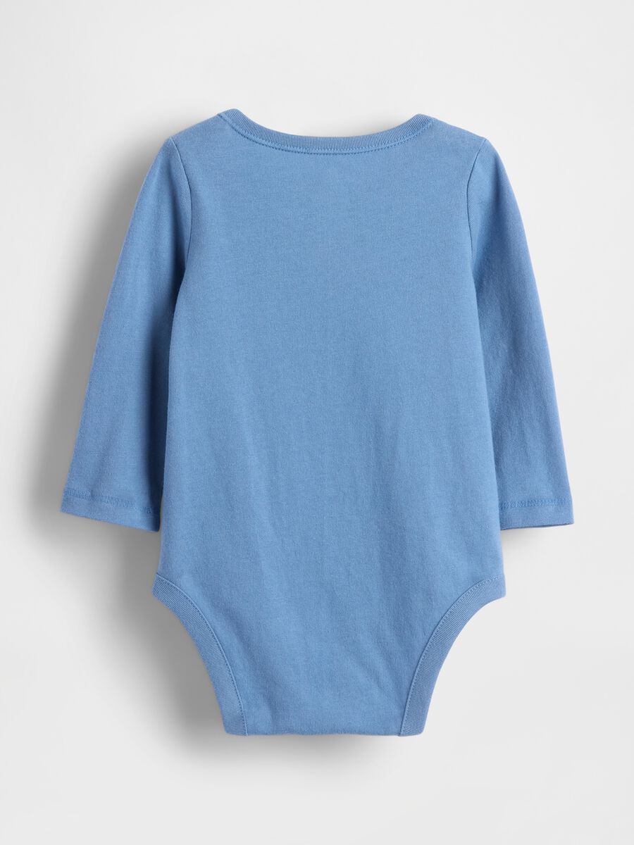 Long-sleeve blue cotton bodysuit Newborn Boy_1