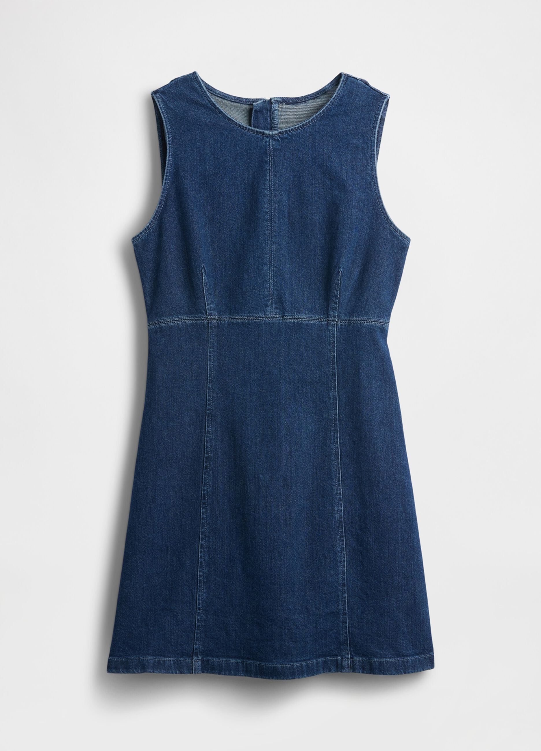 Abito denim elasticizzato con zip posteriore_4