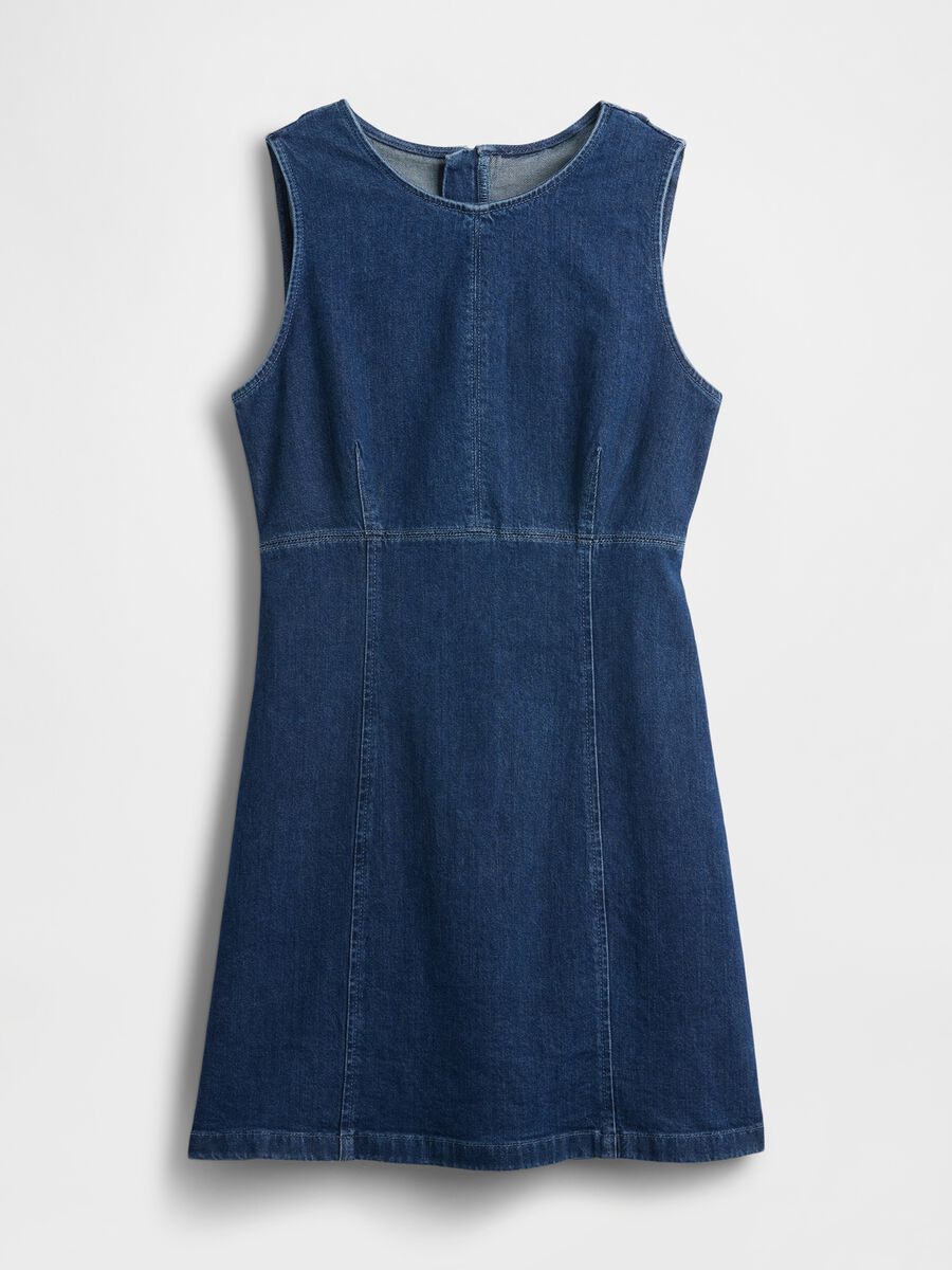 Abito denim elasticizzato con zip posteriore Donna_4