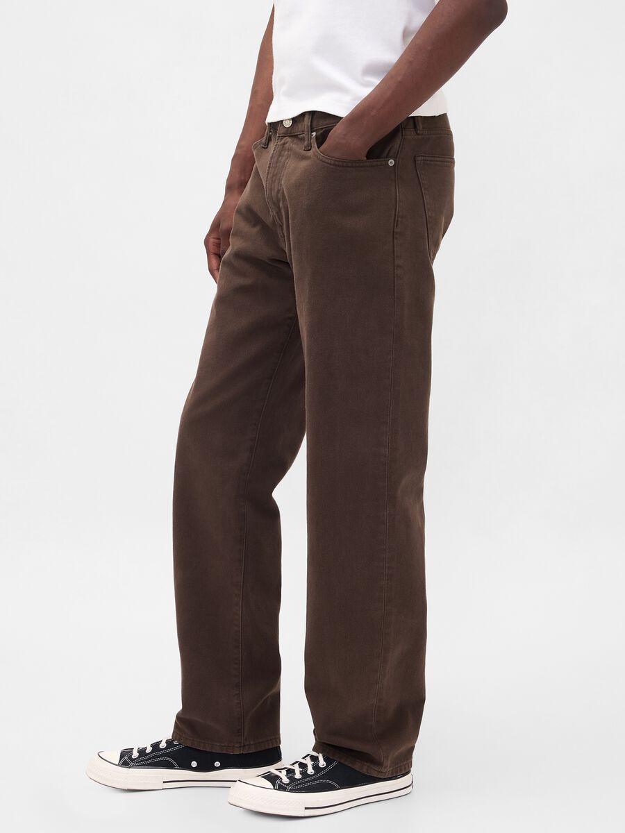 Pantaloni dritti in denim marrone Uomo_3