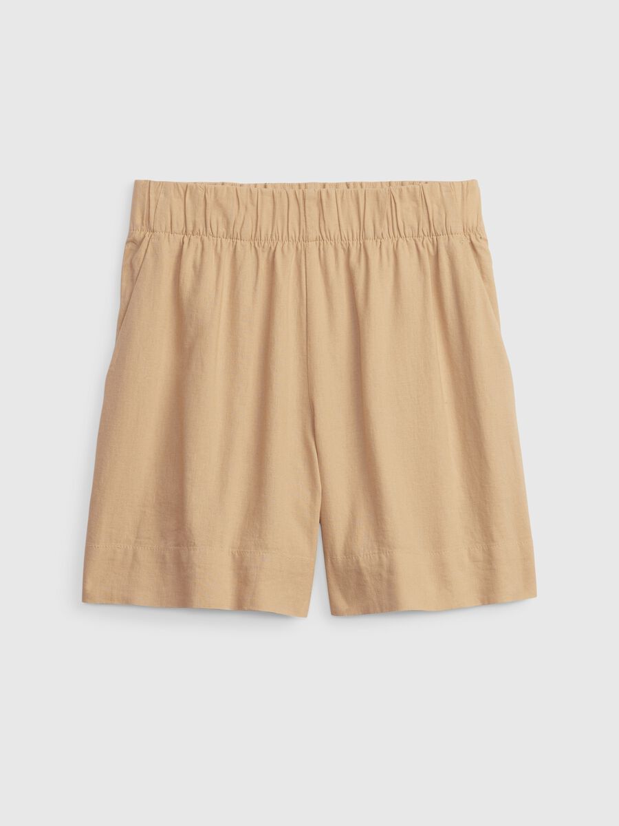 Linen and viscose pull-on shorts Woman_5