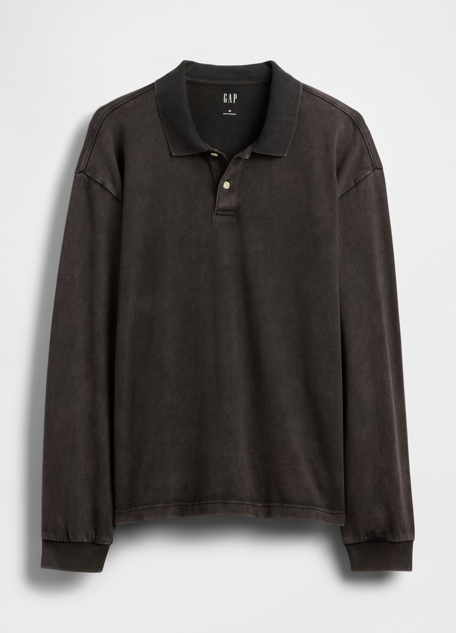 Polo marrone a maniche lunghe in cotone_3