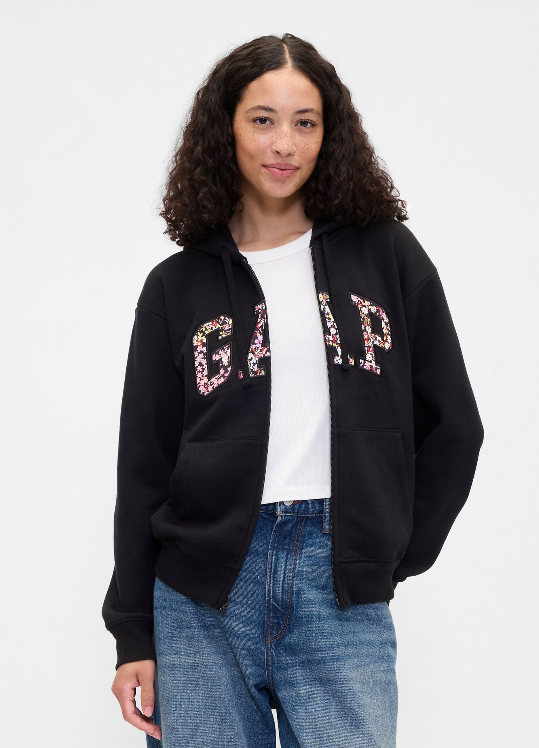 Felpa con cappuccio e zip integrale