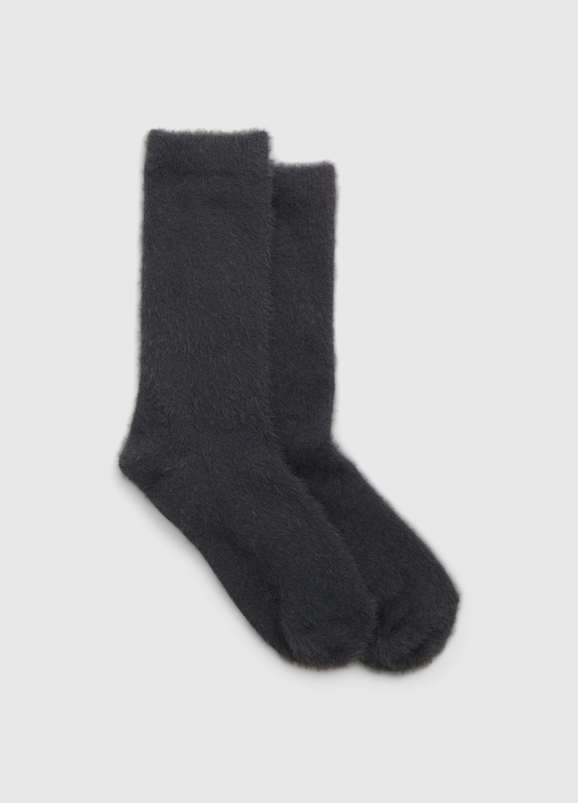 Short socks in furry yarn