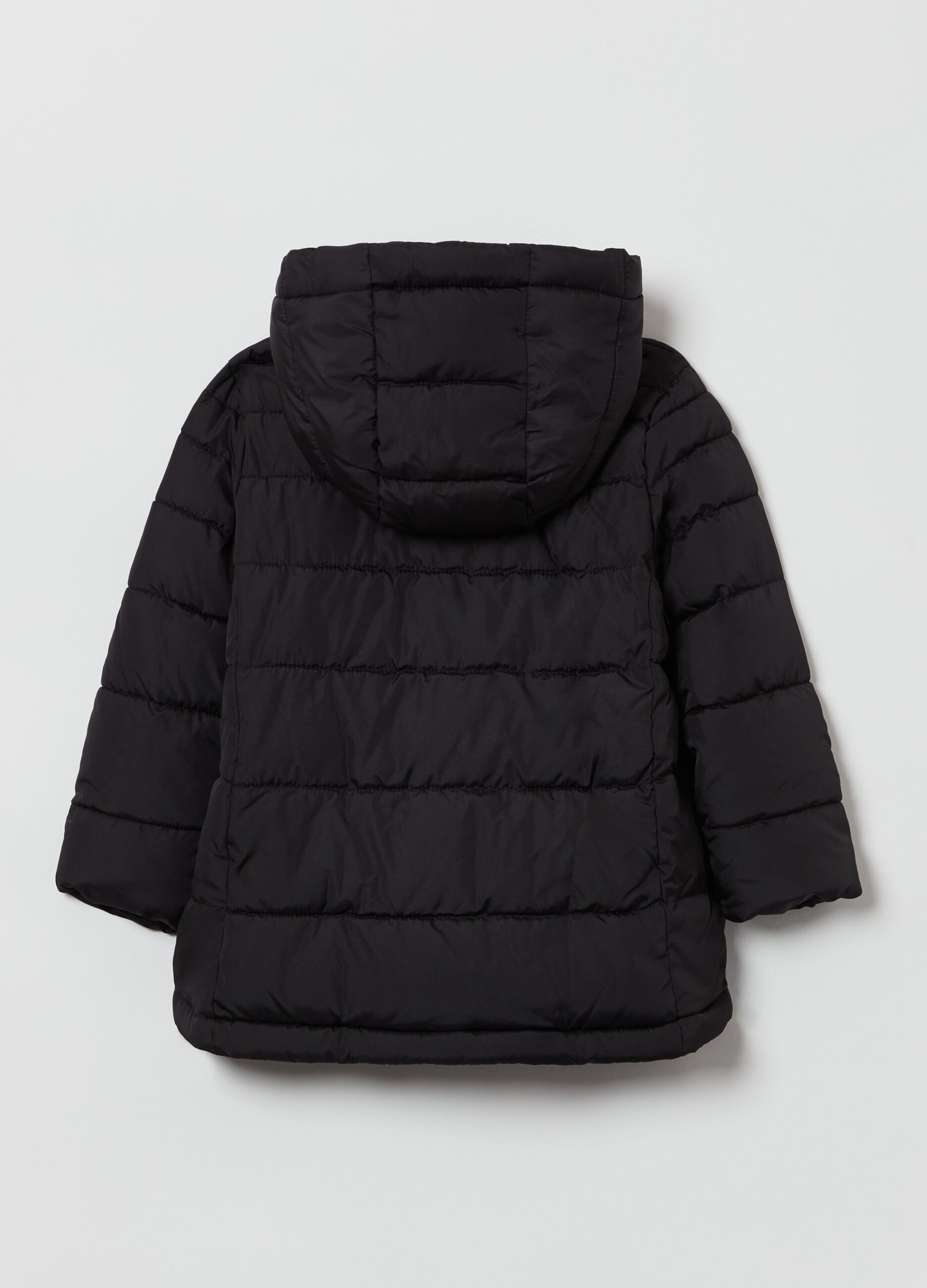 Full-zip long puffer jacket with hood_1