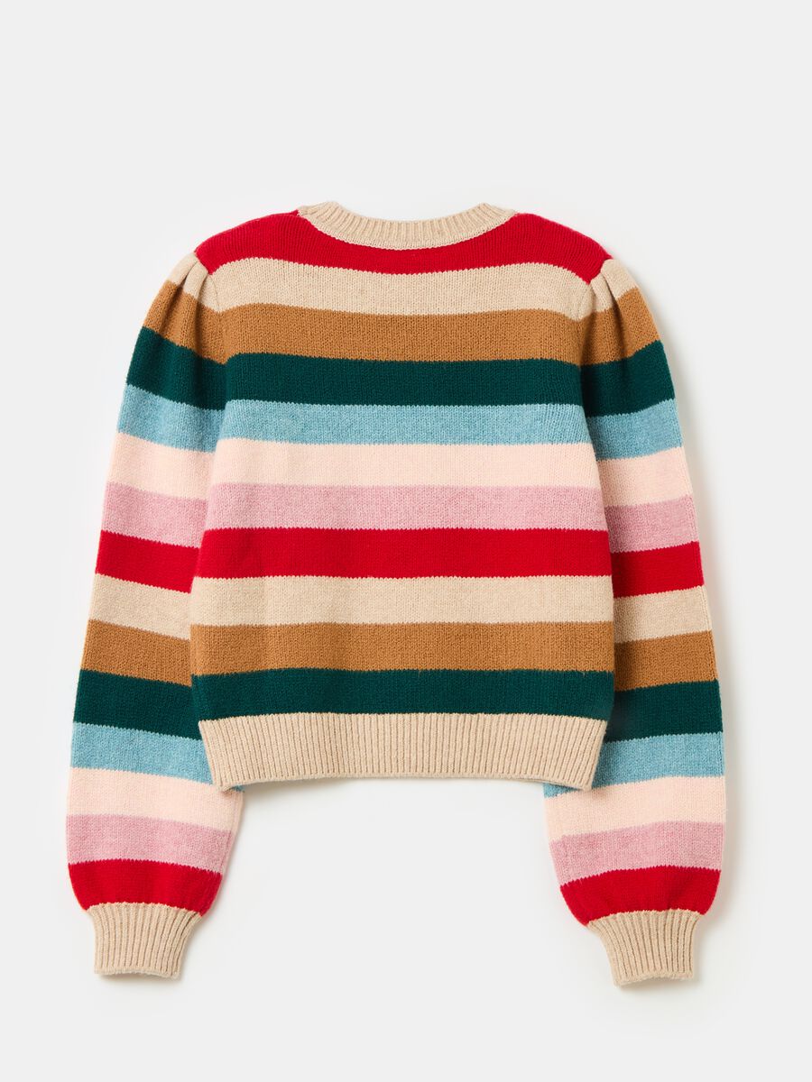 Crop pullover with multicoloured stripes Girl_1