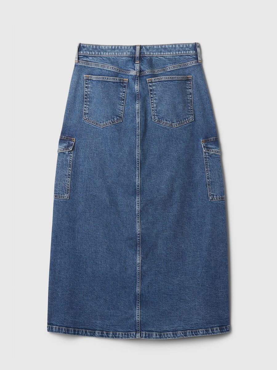 Gonna lunga cargo in denim Donna_4
