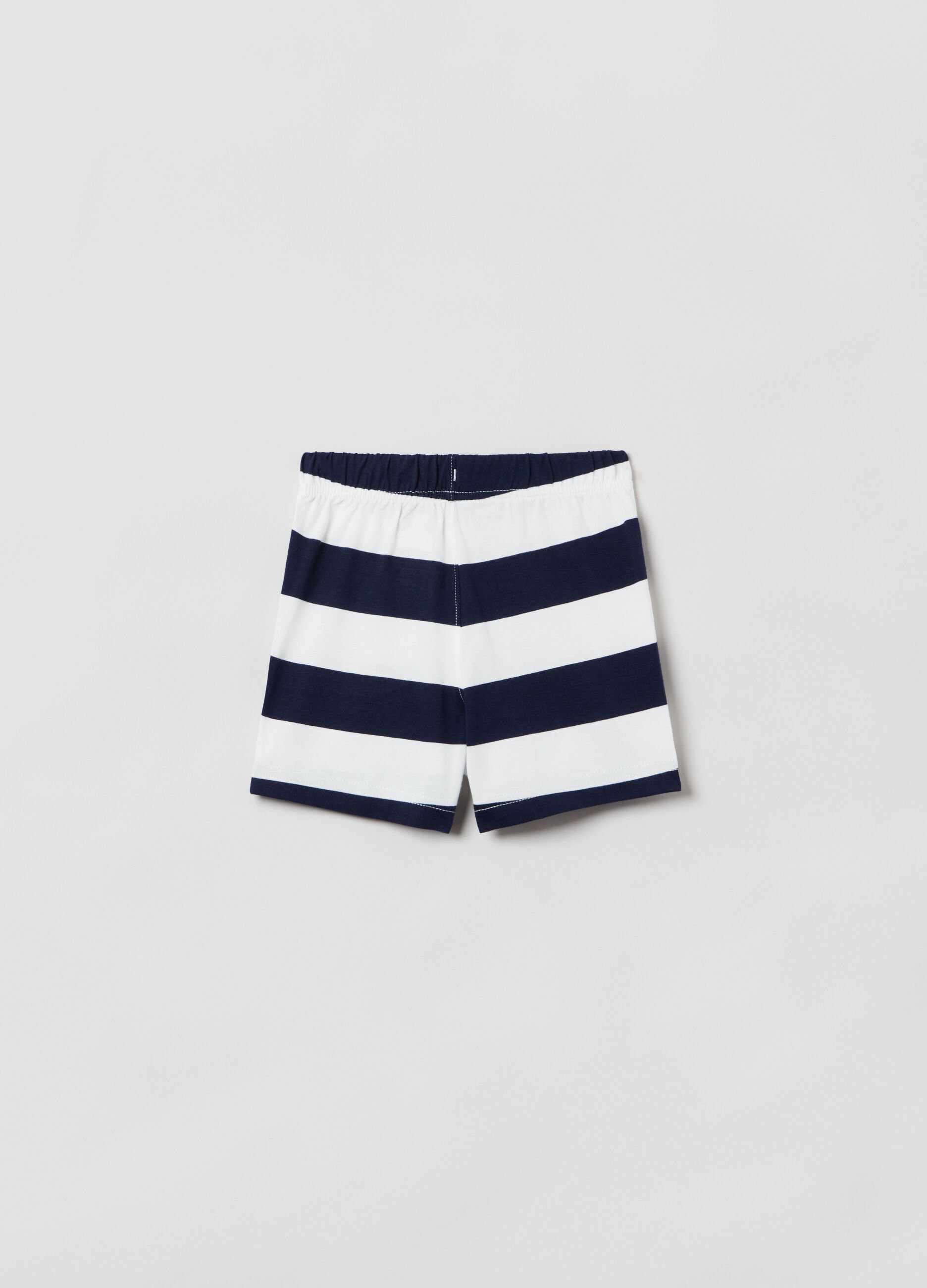 Shorts in cotone a righe con coulisse _1