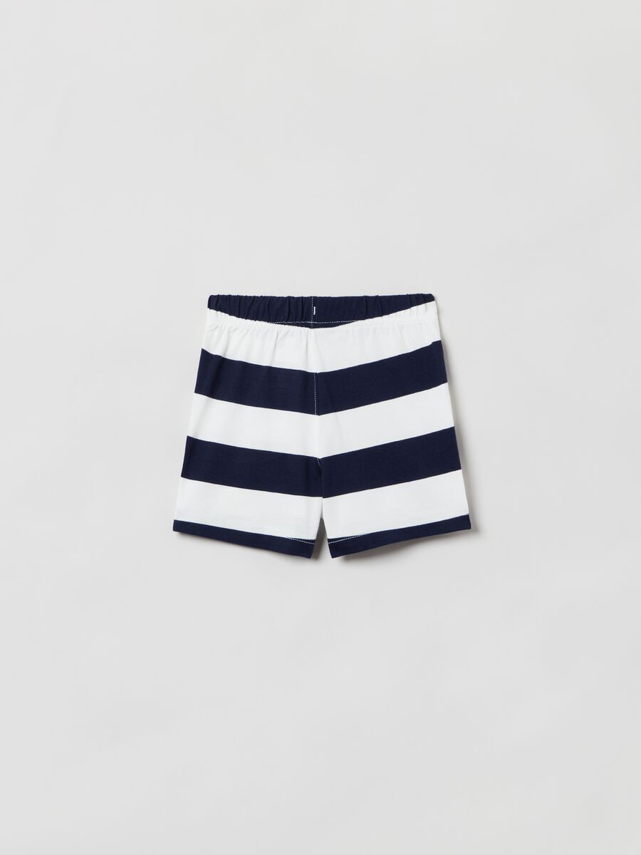 Striped cotton shorts with drawstring Newborn Boy_1