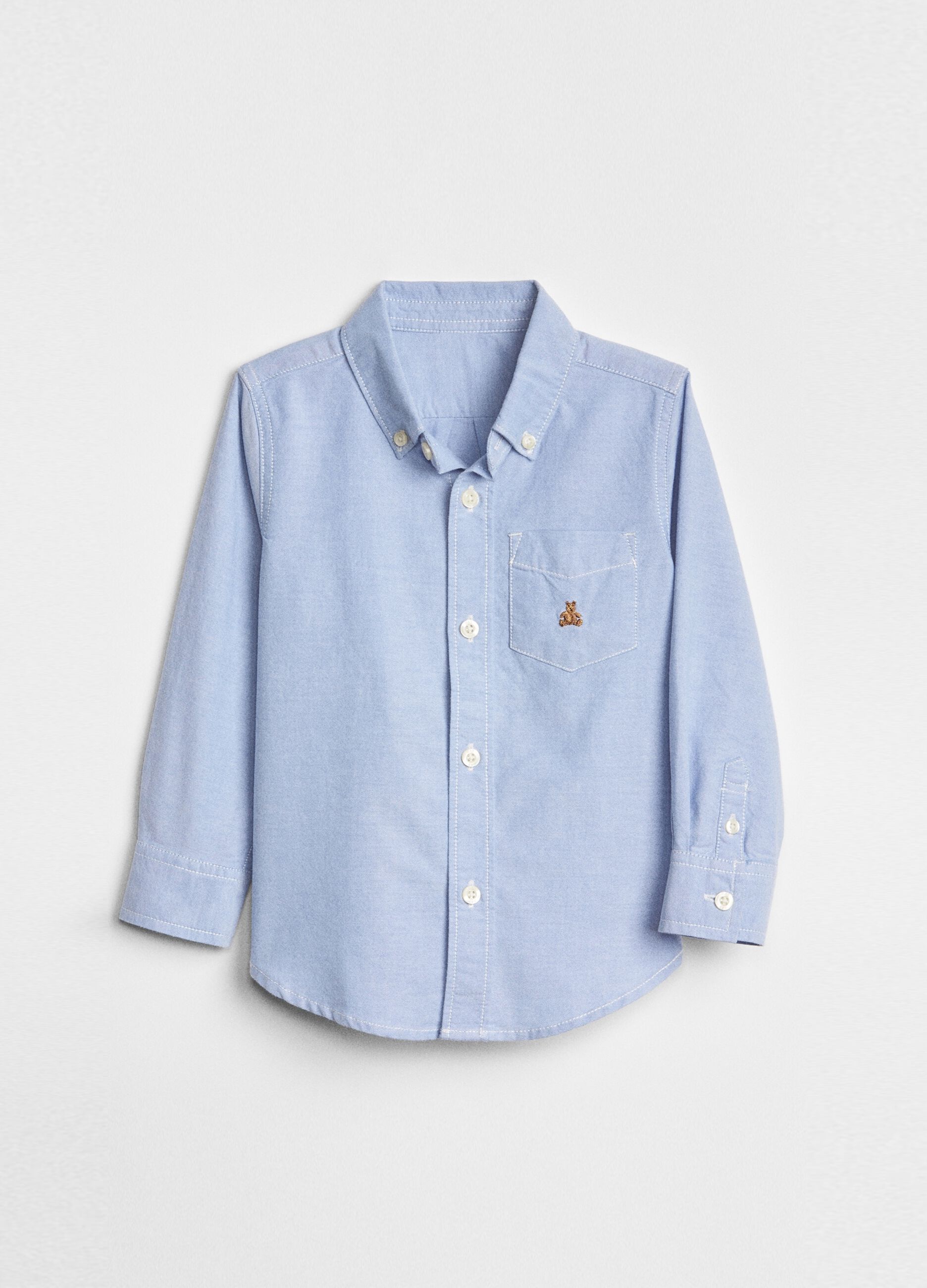 Cotton shirt with embroidered bear_0