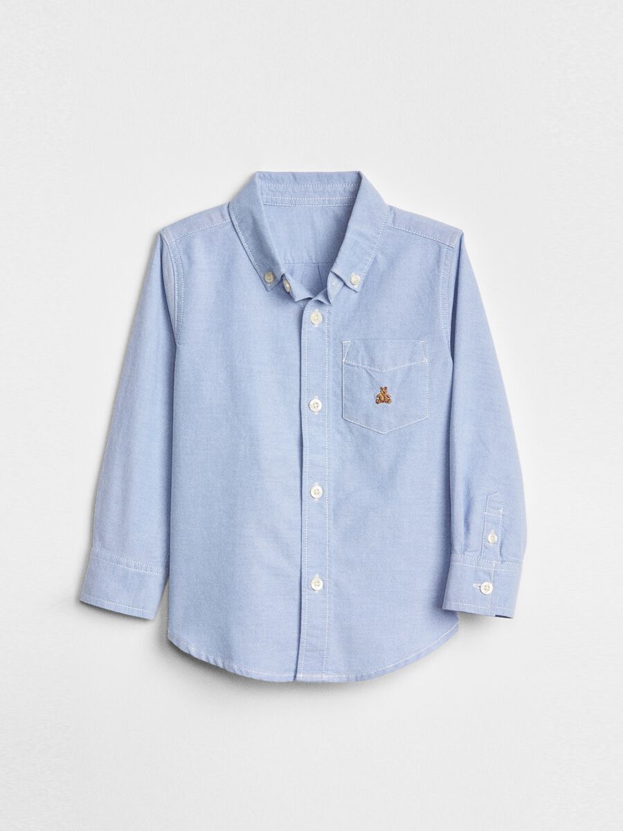 Cotton shirt with embroidered bear Toddler Boy_0