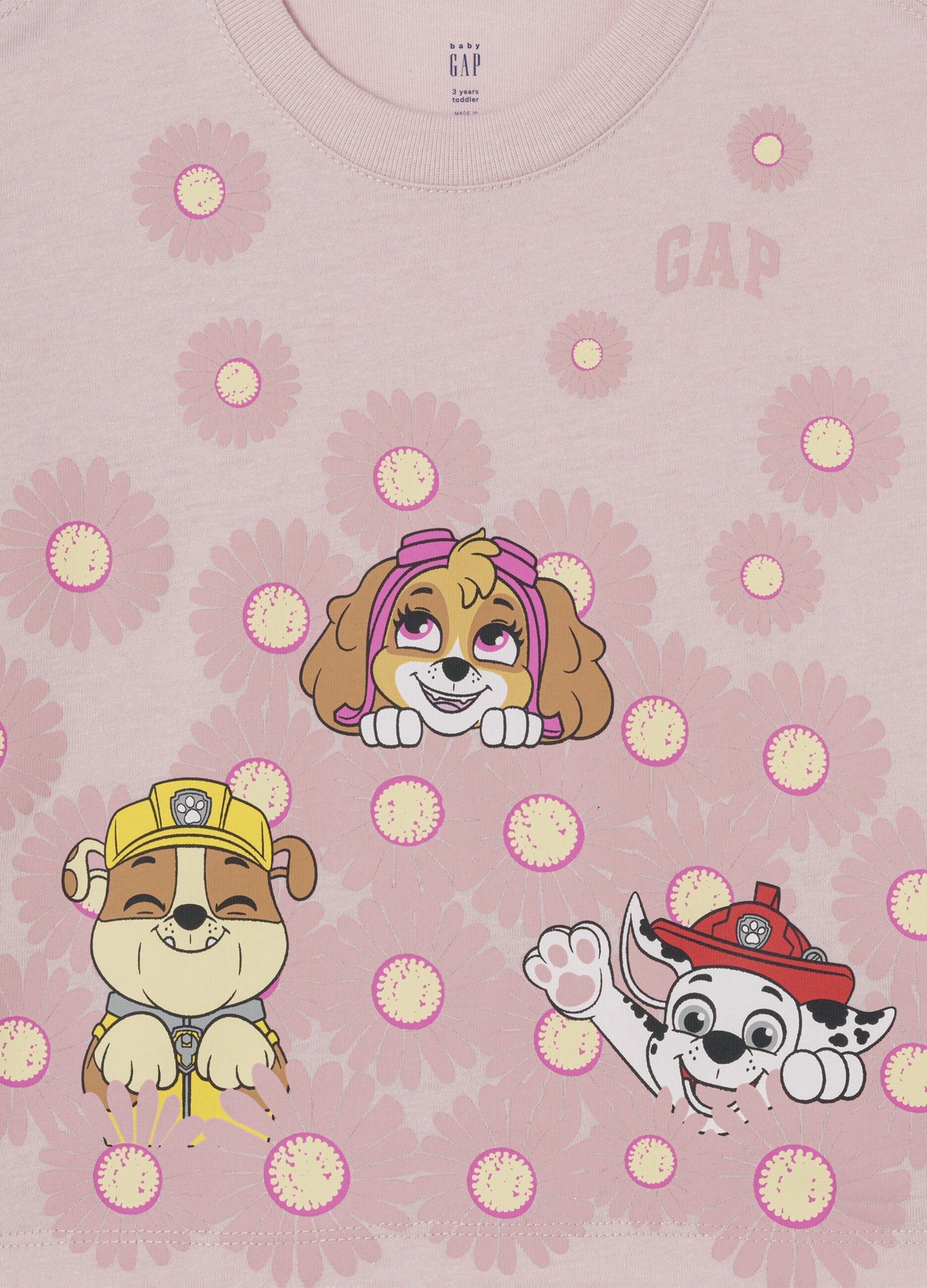 T-shirt rosa in cotone con stampa Paw Patrol_2