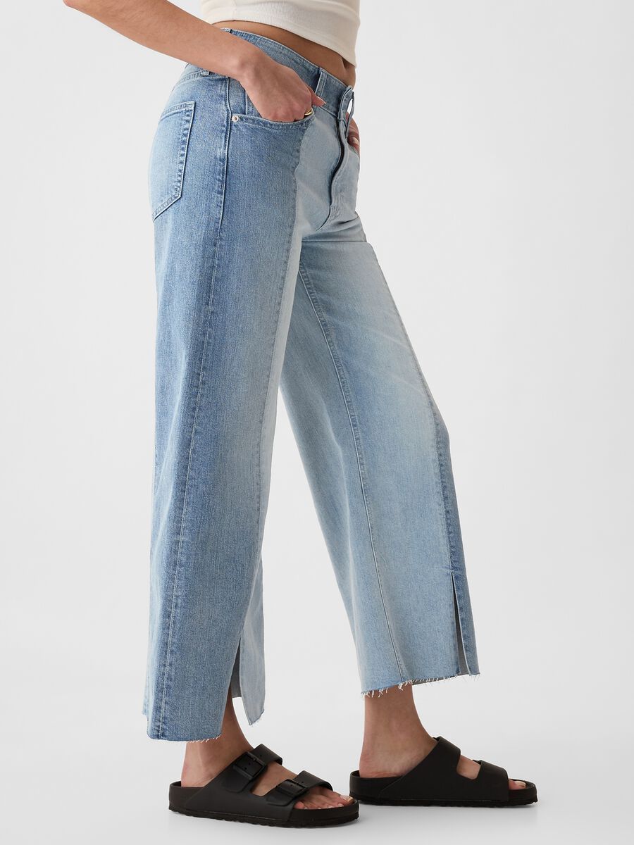 Jeans wide leg ankle bicolore Donna_1