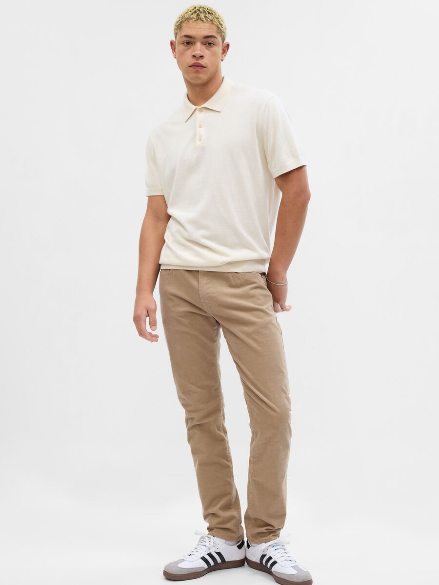 Slim-fit trousers in stretch corduroy Man_0