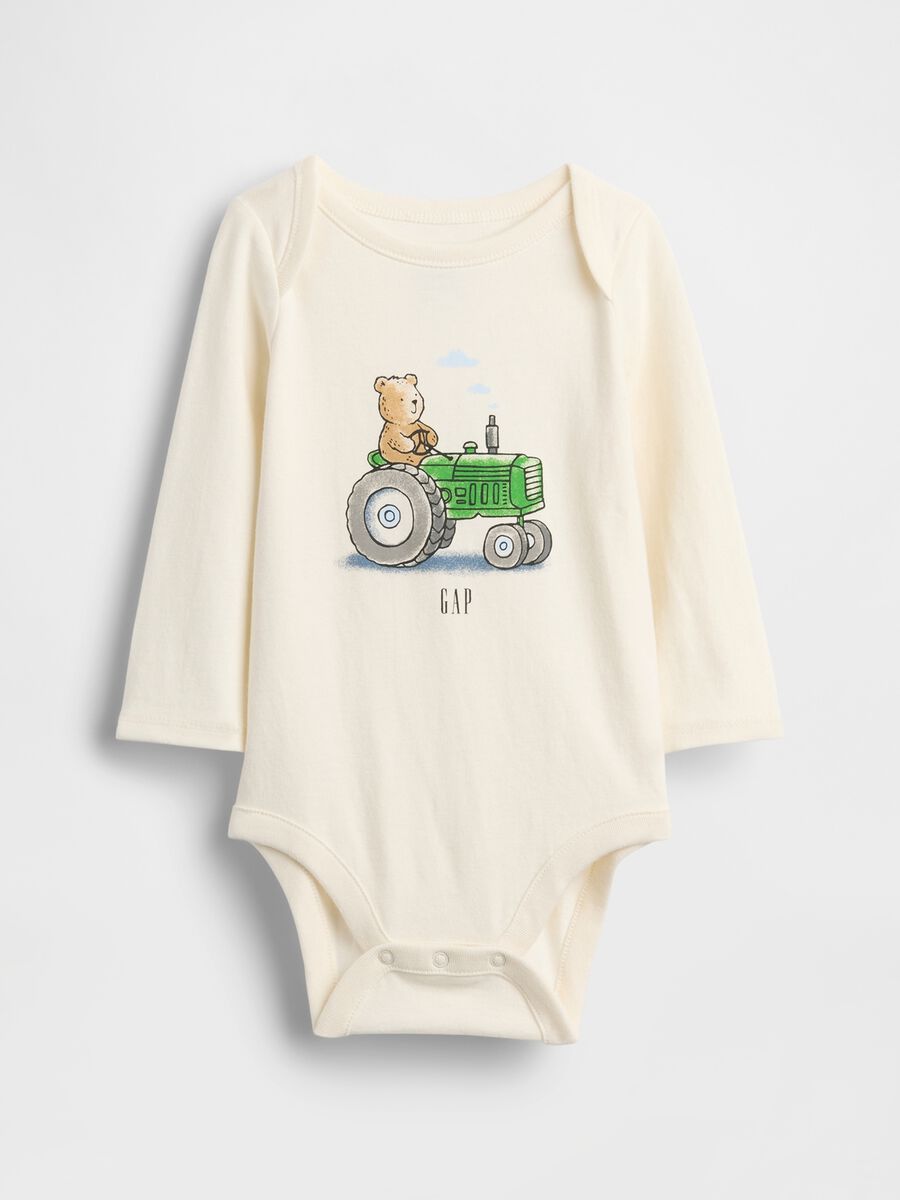 Long sleeve white cotton bodysuit Newborn Boy_0