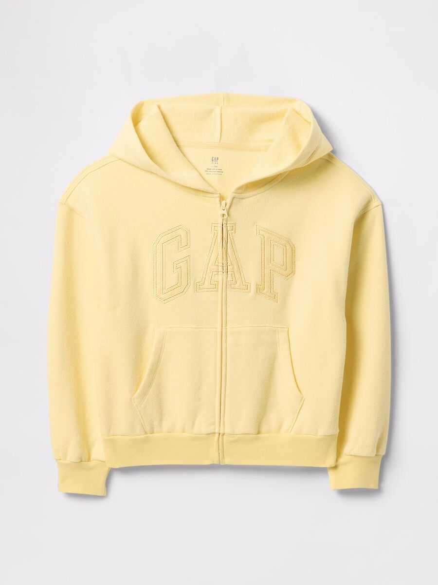 Felpa full zip gialla con logo Bimba_3