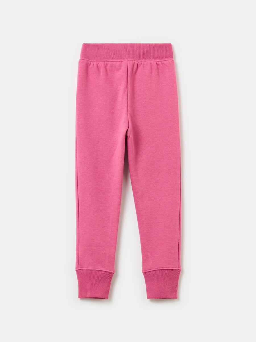 Joggers con ricamo logo e fiorellini Bimba_1