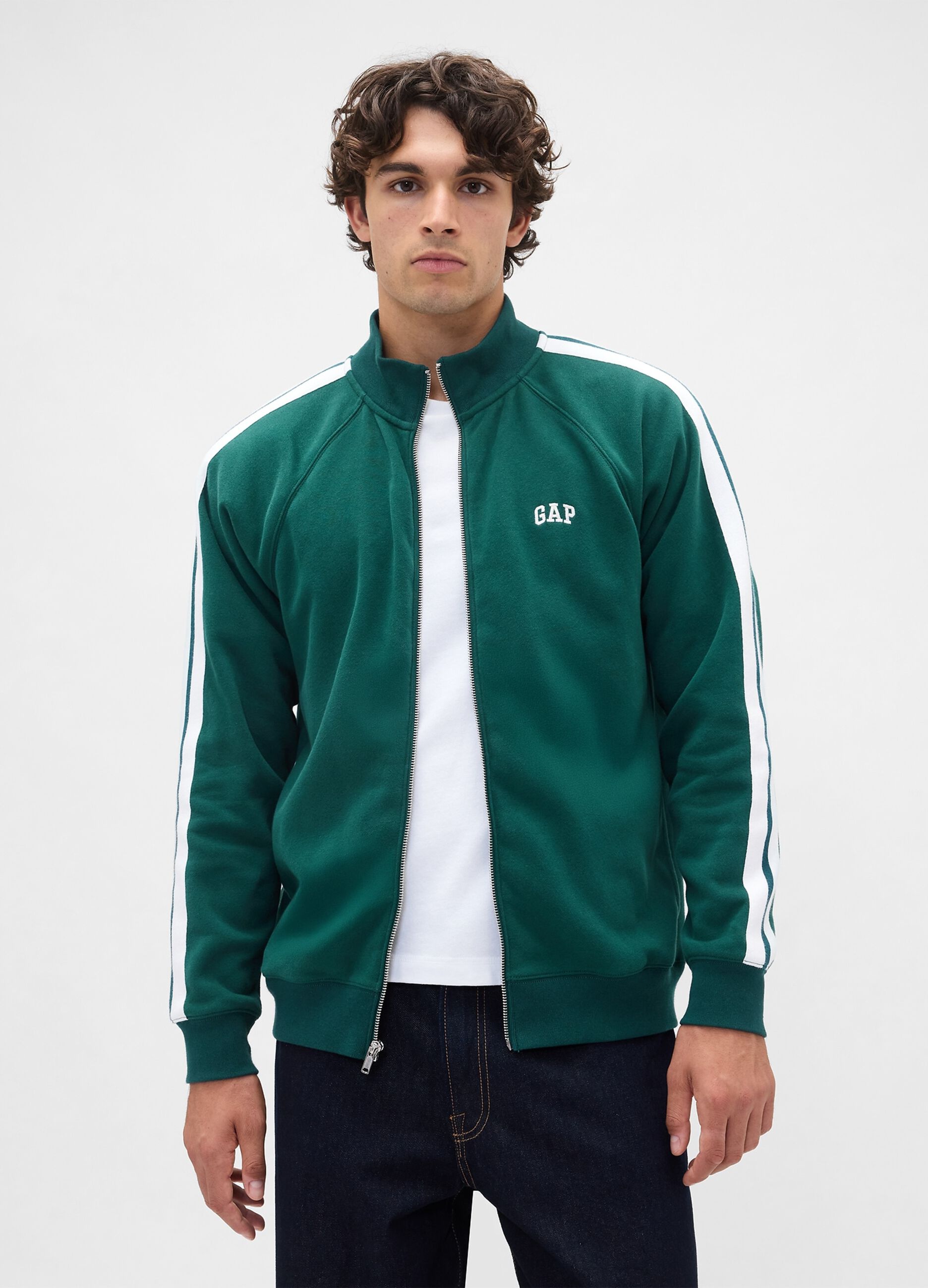 Felpa verde con zip integrale