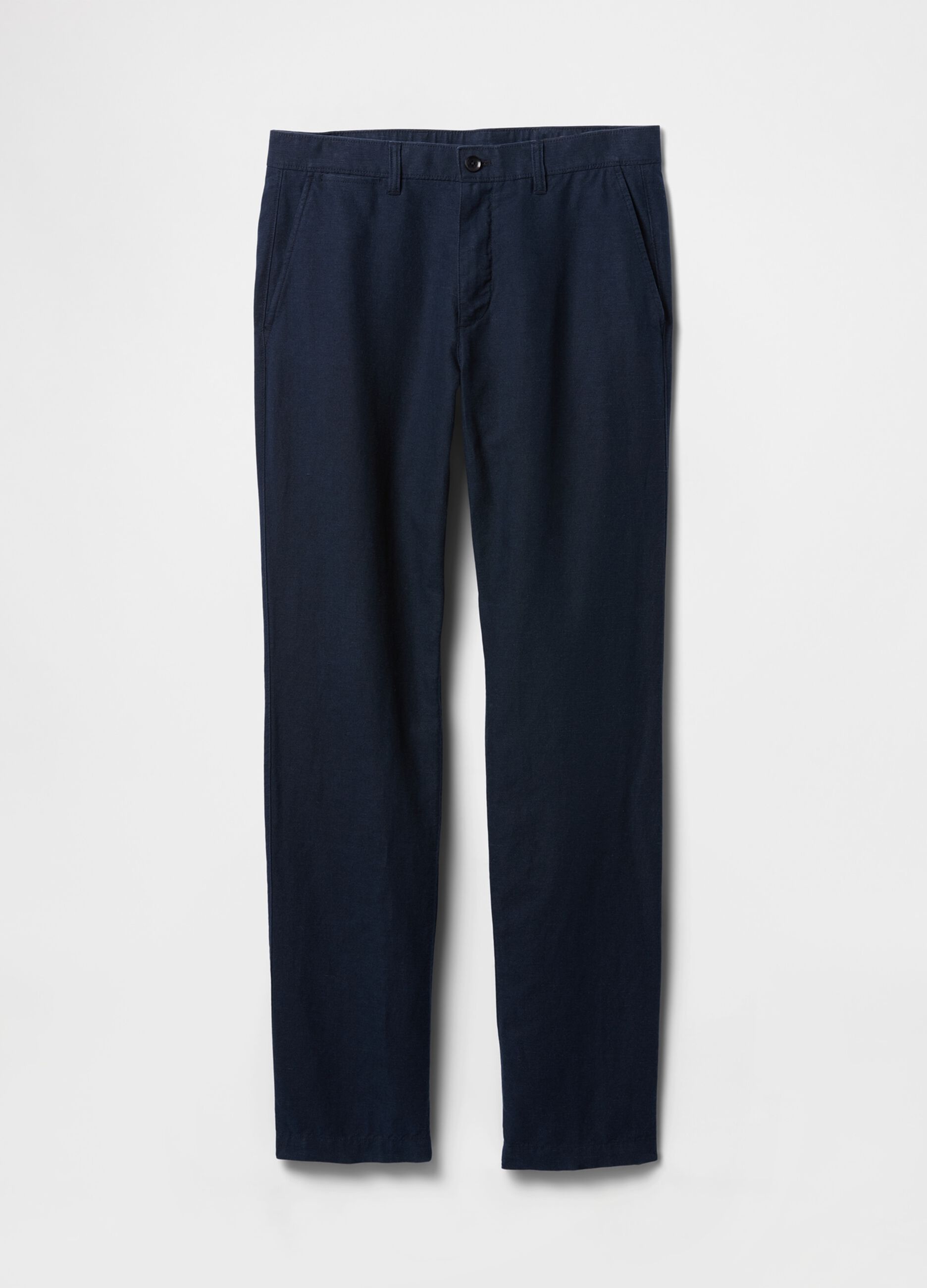 Pantaloni blu regular in lino e cotone Gap_4
