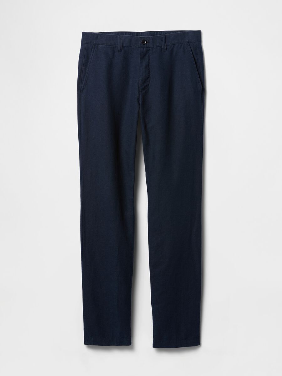 Pantaloni blu regular in lino e cotone Gap Uomo_4
