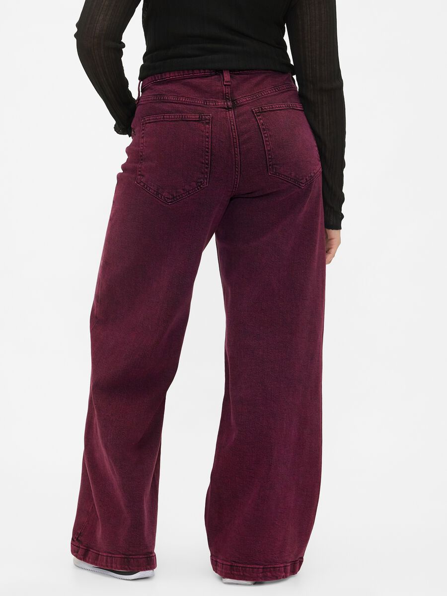 Pantaloni wide leg viola in cotone elasticizzato Donna_4