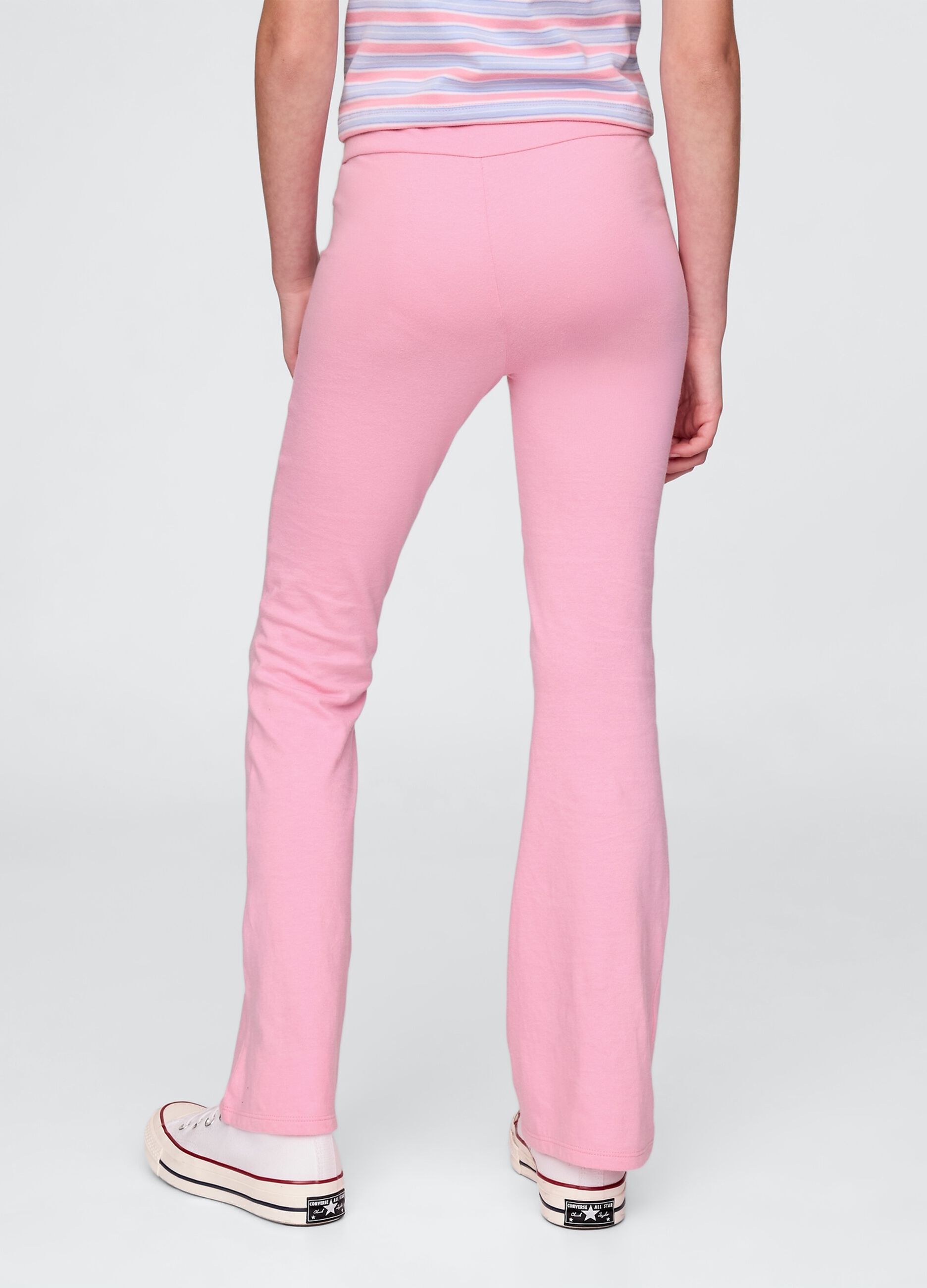 Pantaloni a zampa rosa in cotone elasticizzato_2