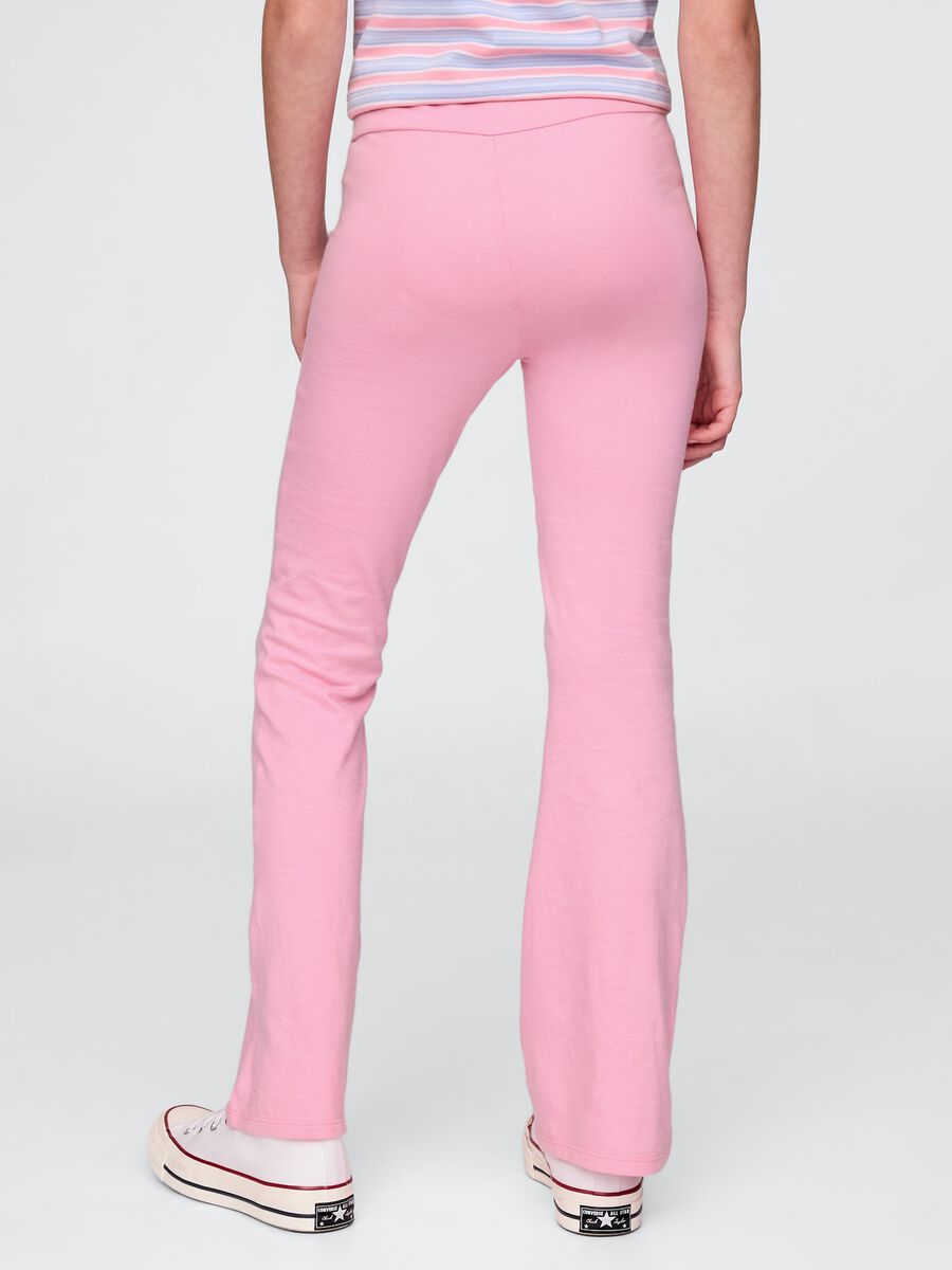 Pantaloni a zampa rosa in cotone elasticizzato Bambina_2