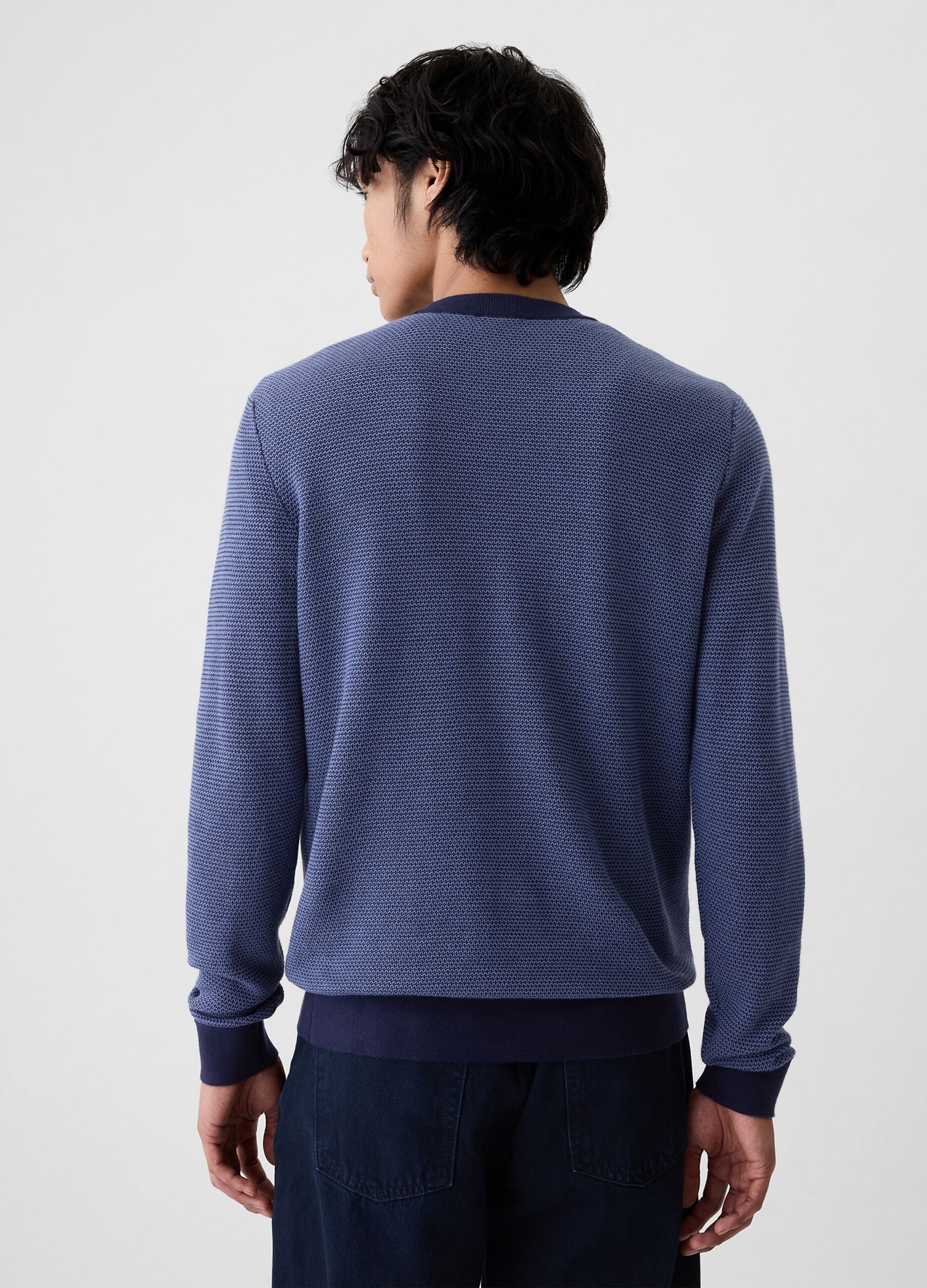 Pullover con micro trama a nido d'ape_2