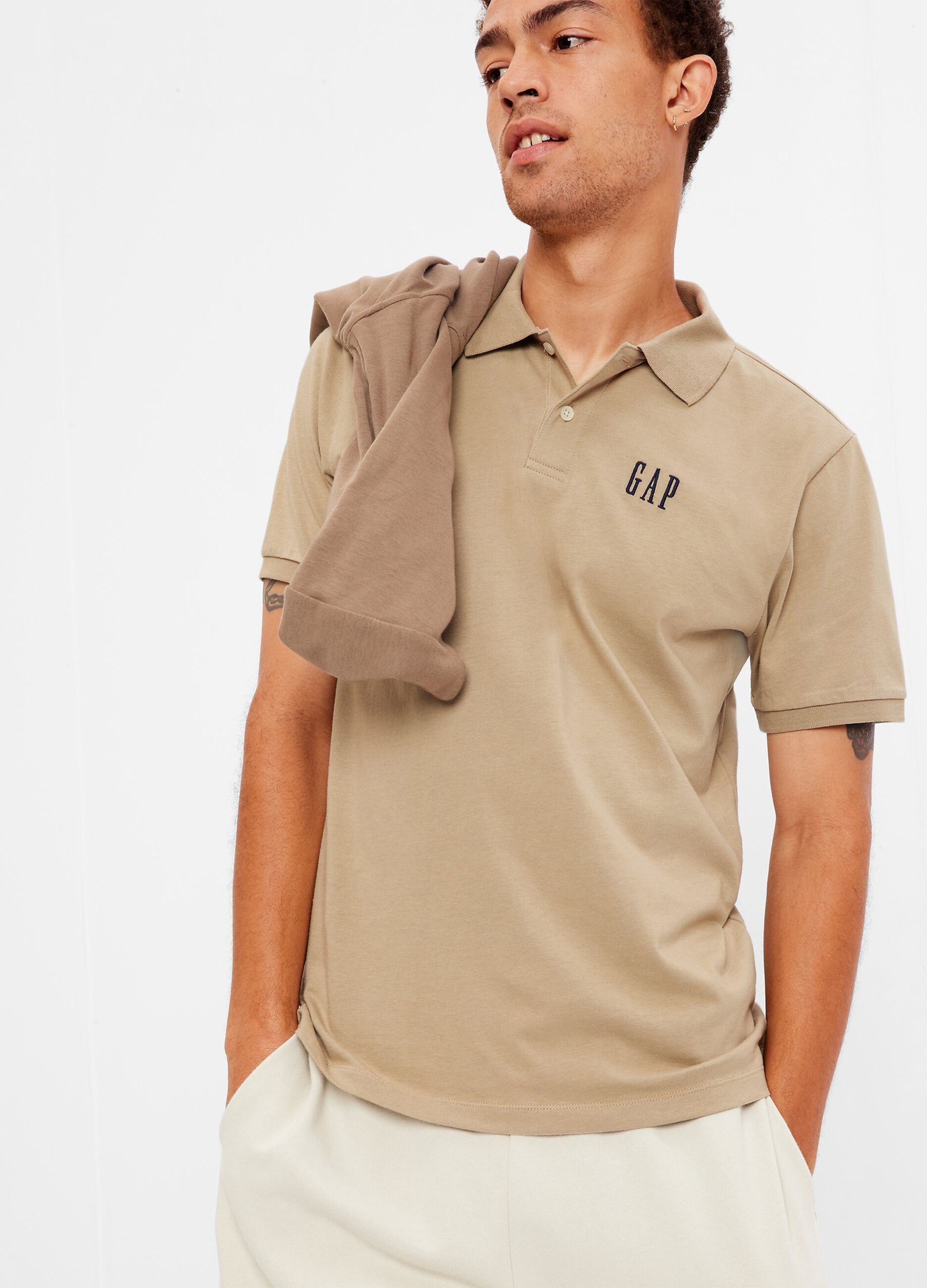 Jersey polo shirt with embroidered logo