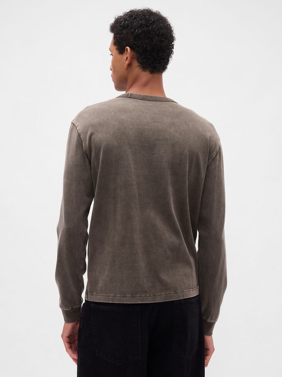 Brown long-sleeve cotton shirt Man_1