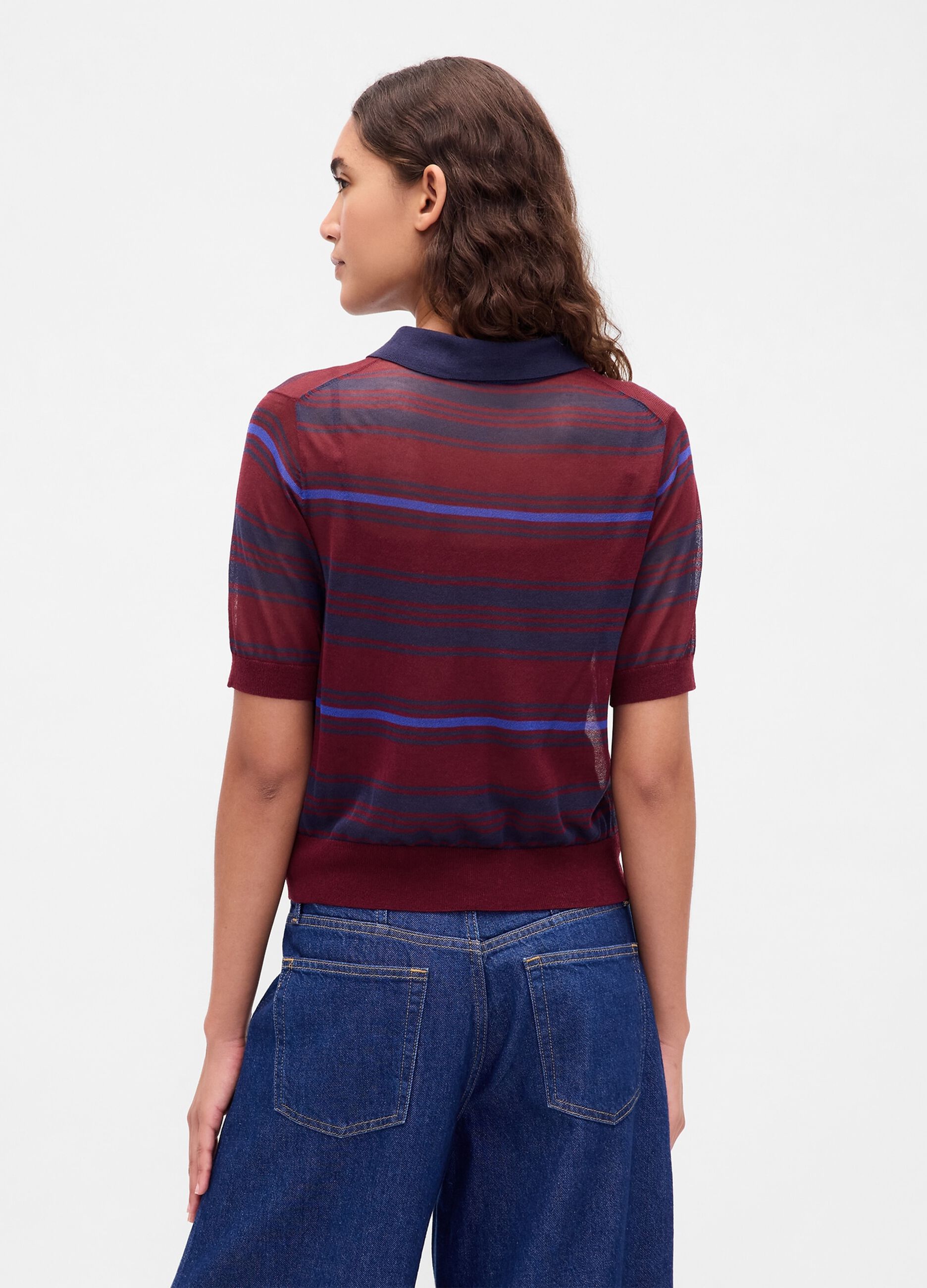 Polo a maniche corte rossa in maglia_2