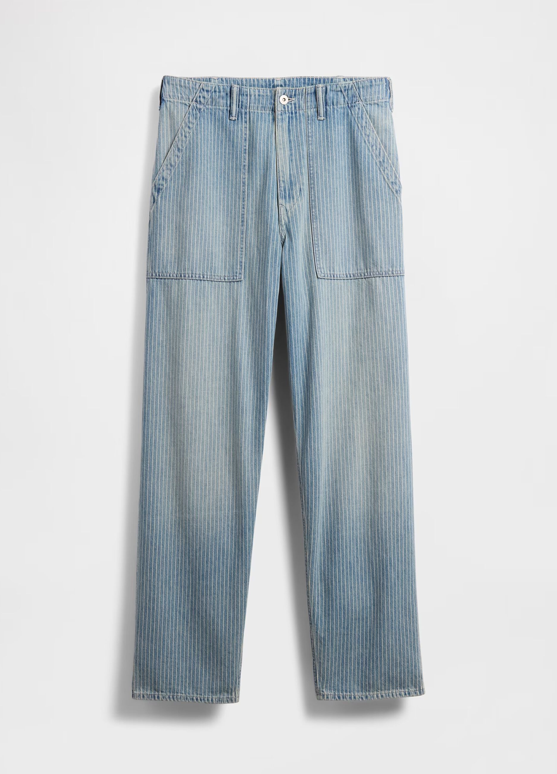 Jeans baggy in puro cotone azzurro regular fit con cinque tasche